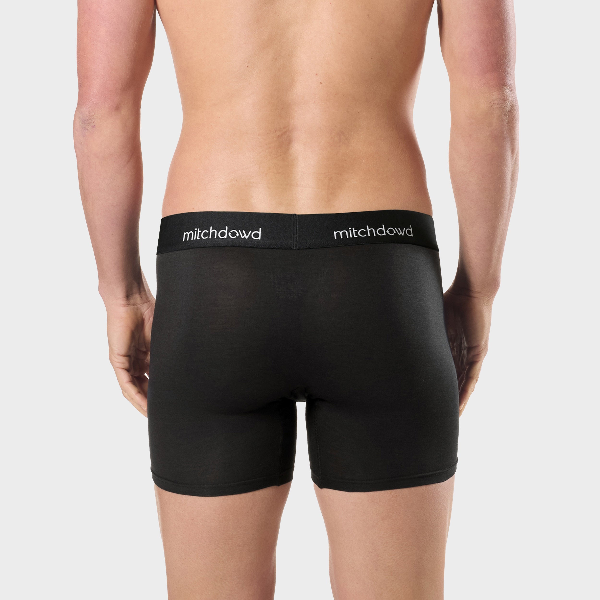 Mens Stretch Cotton Comfort Long Leg Trunks 3 Pack - Black