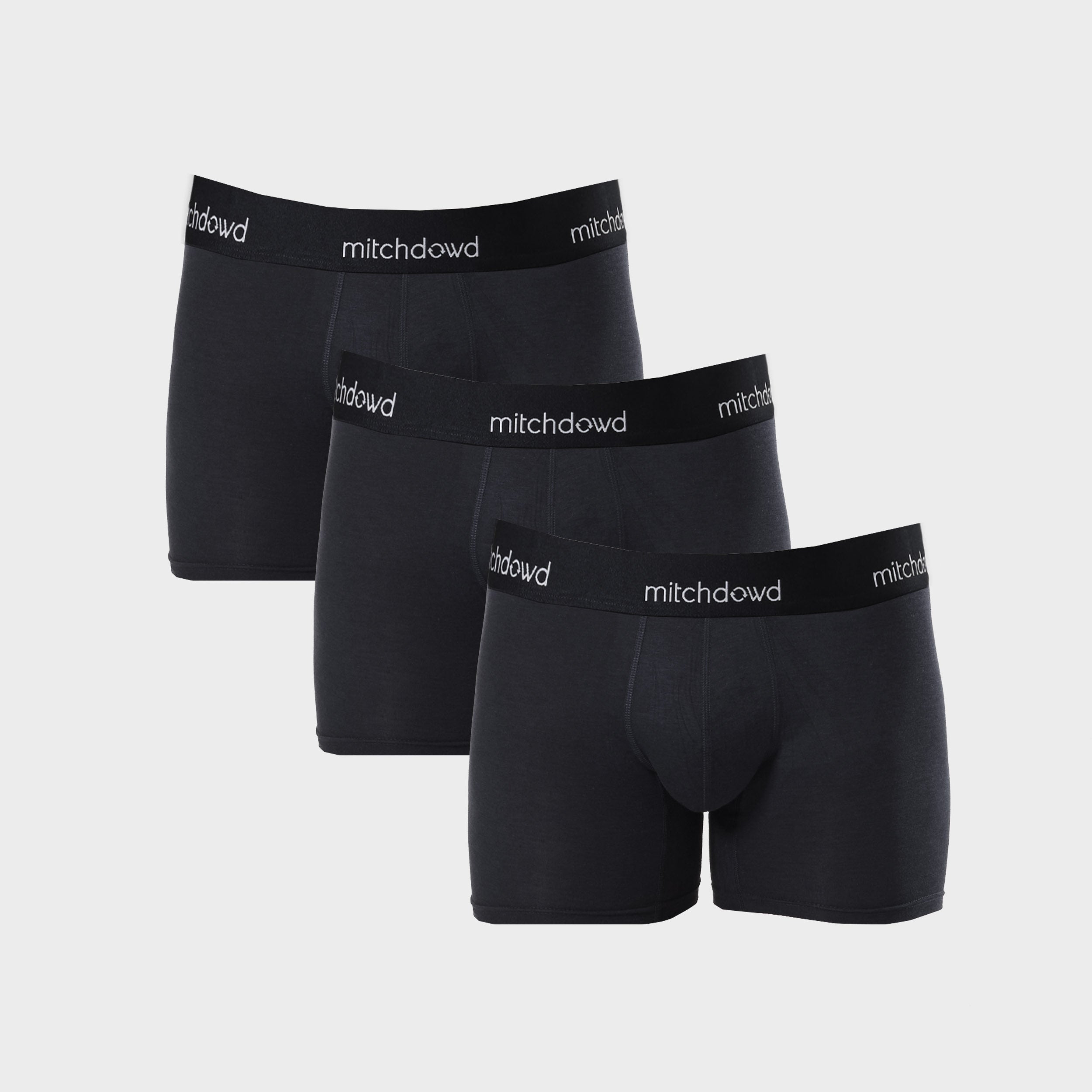 Mens Stretch Cotton Comfort Long Leg Trunks 3 Pack - Black