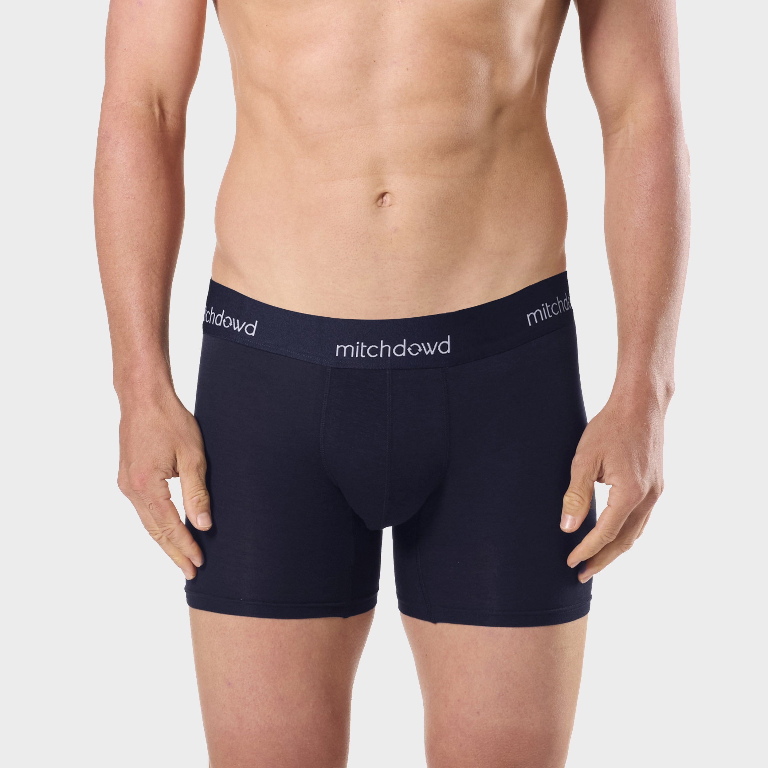 Mens Stretch Cotton Comfort Long Leg Trunks 3 Pack - Navy