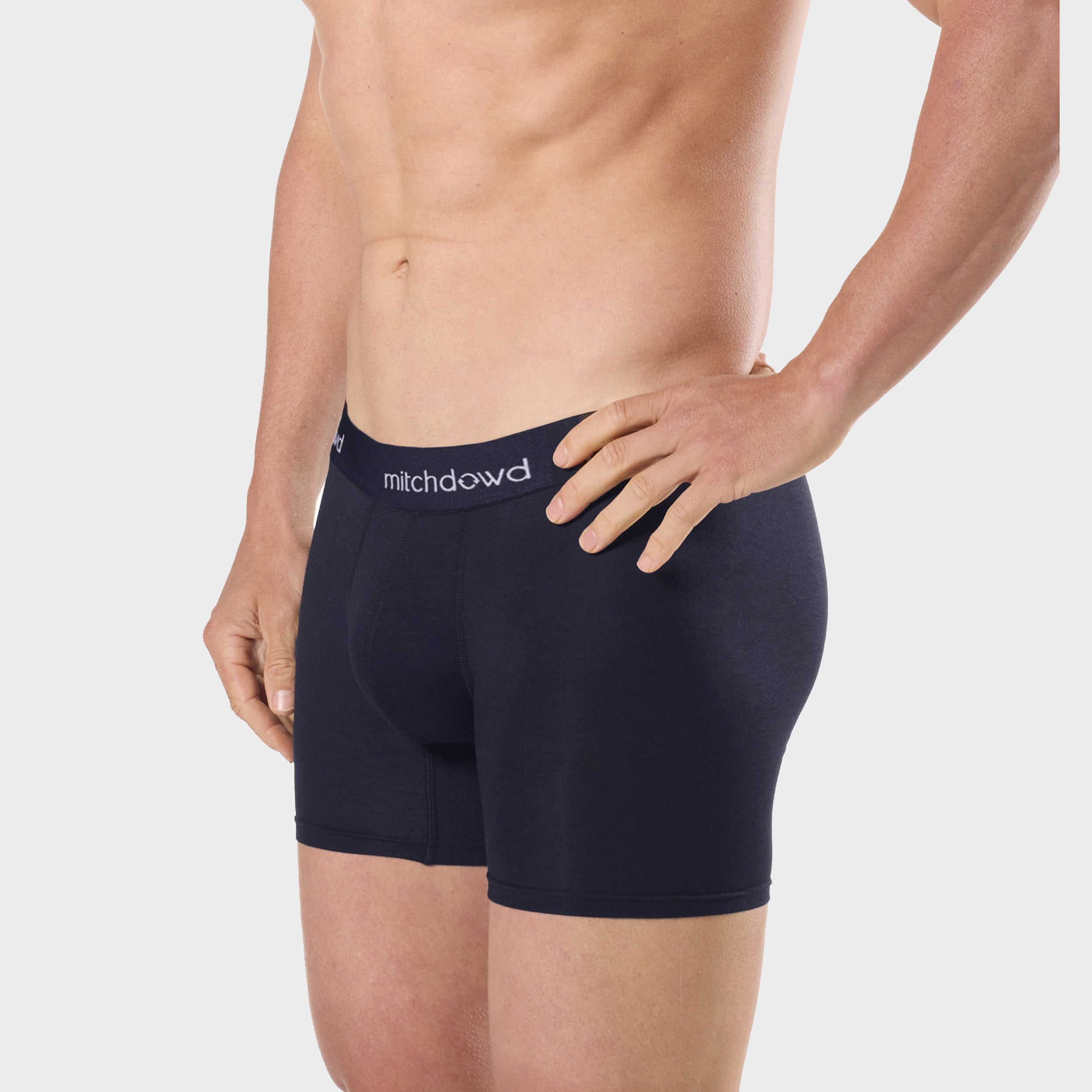 Mens Stretch Cotton Comfort Long Leg Trunks 3 Pack - Navy