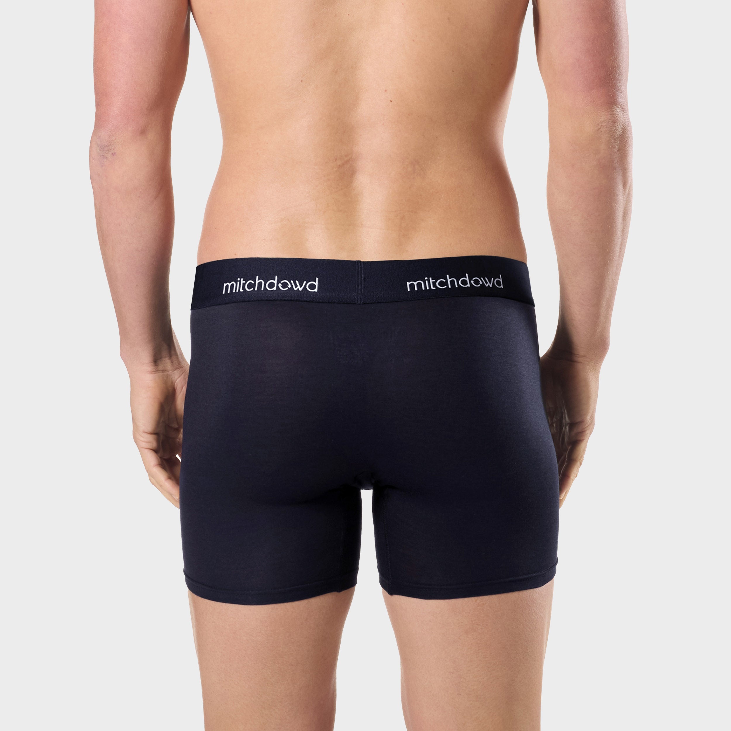 Mens Stretch Cotton Comfort Long Leg Trunks 3 Pack - Navy