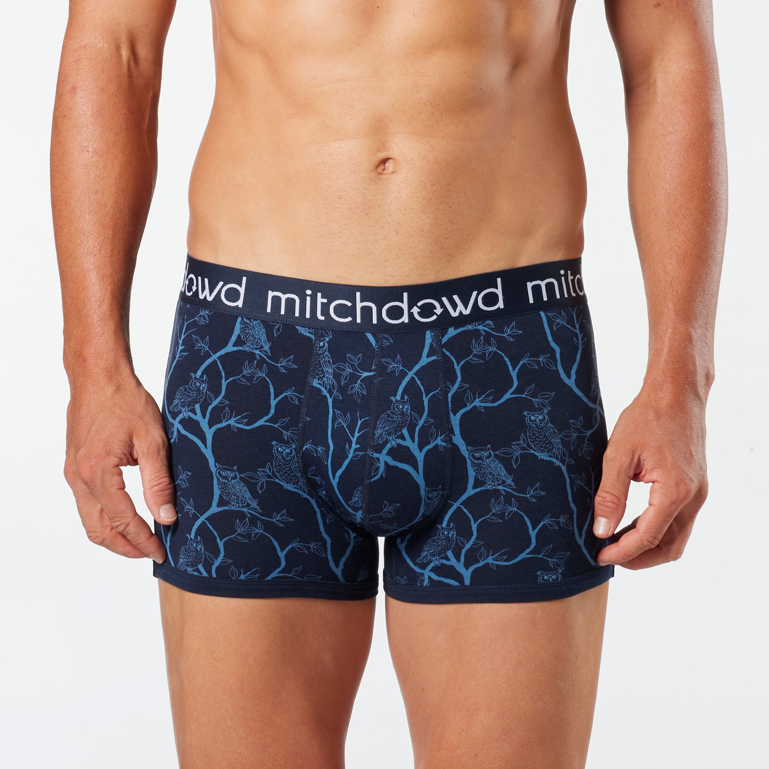 Men's Owl Eyes Bamboo Mid-Length Trunk - Navy - Image 1