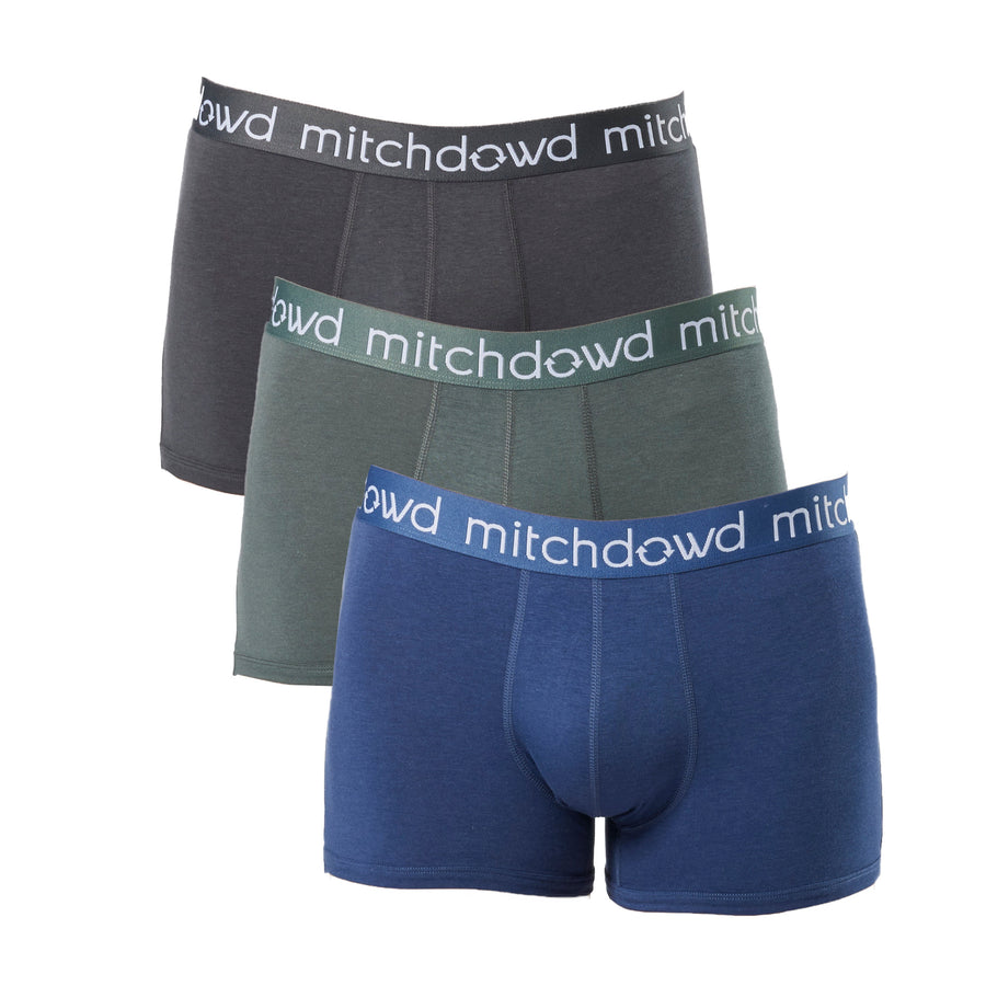 Men's Bamboo Mid-Length Trunk 3 Pack - Blue, Green, Brown - Image #1