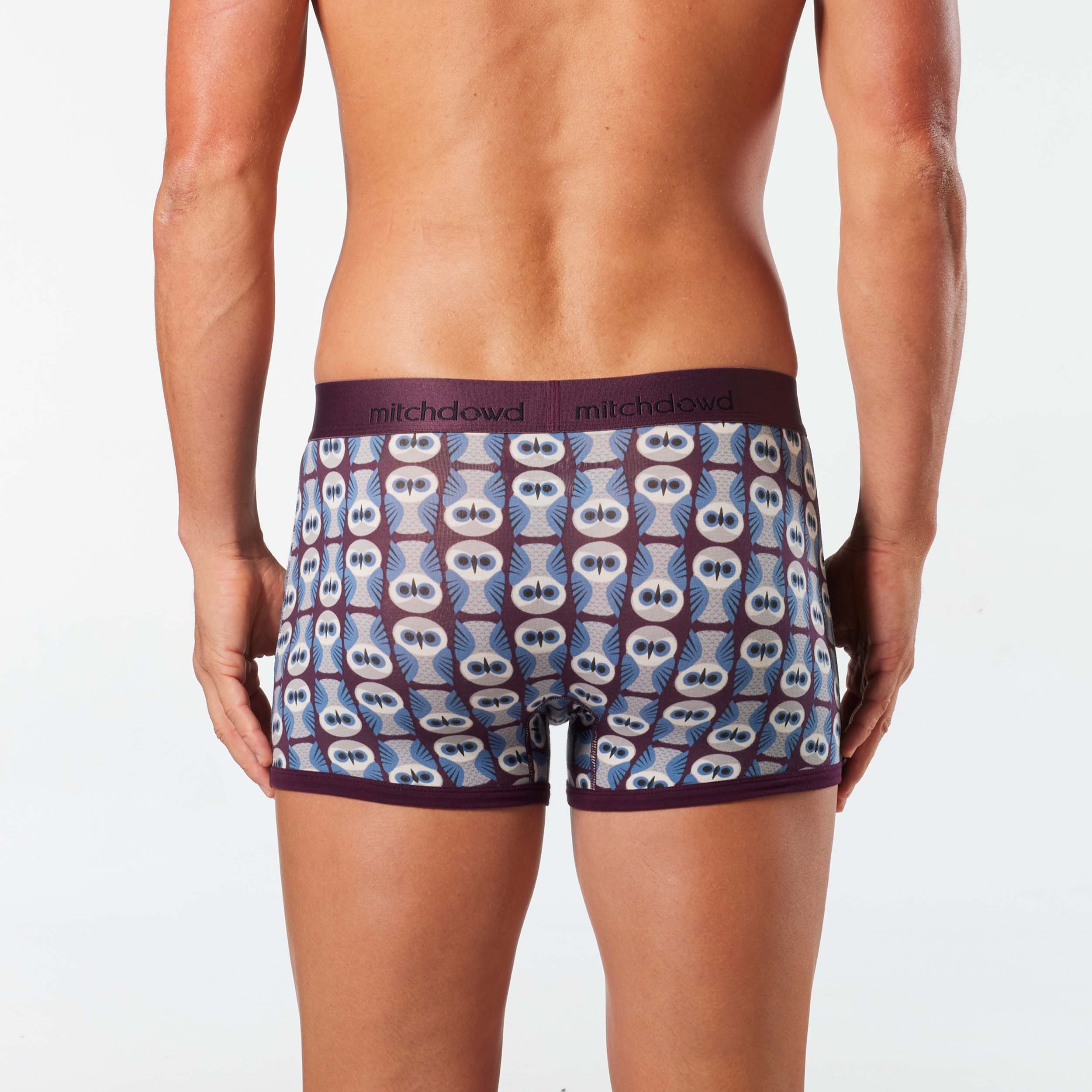 Men's Owl Pattern Cotton Mid-Length Trunk 3 Pack - Red - Image 4