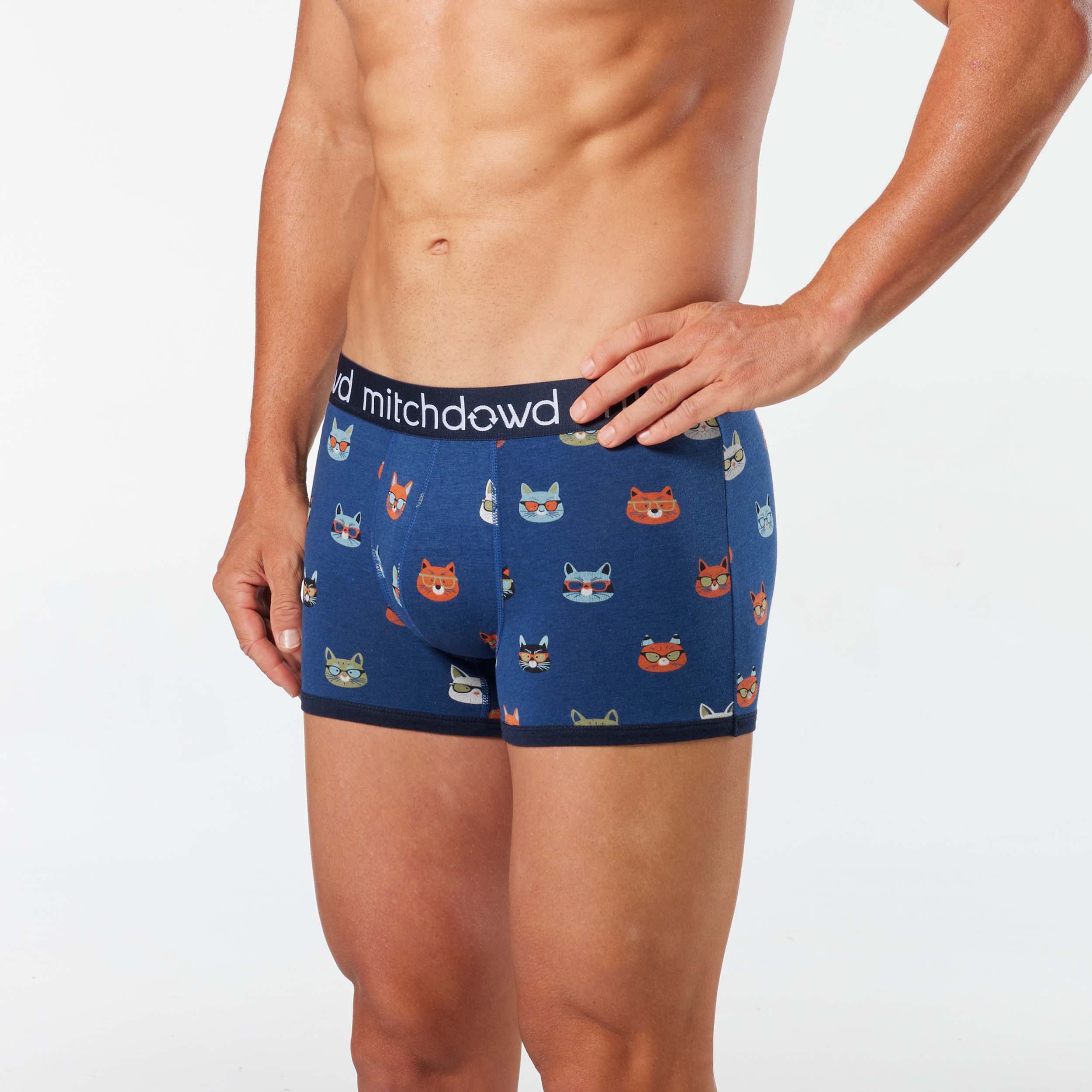 Men's Cats Bamboo Mid-Length Trunk - Blue - Image 2