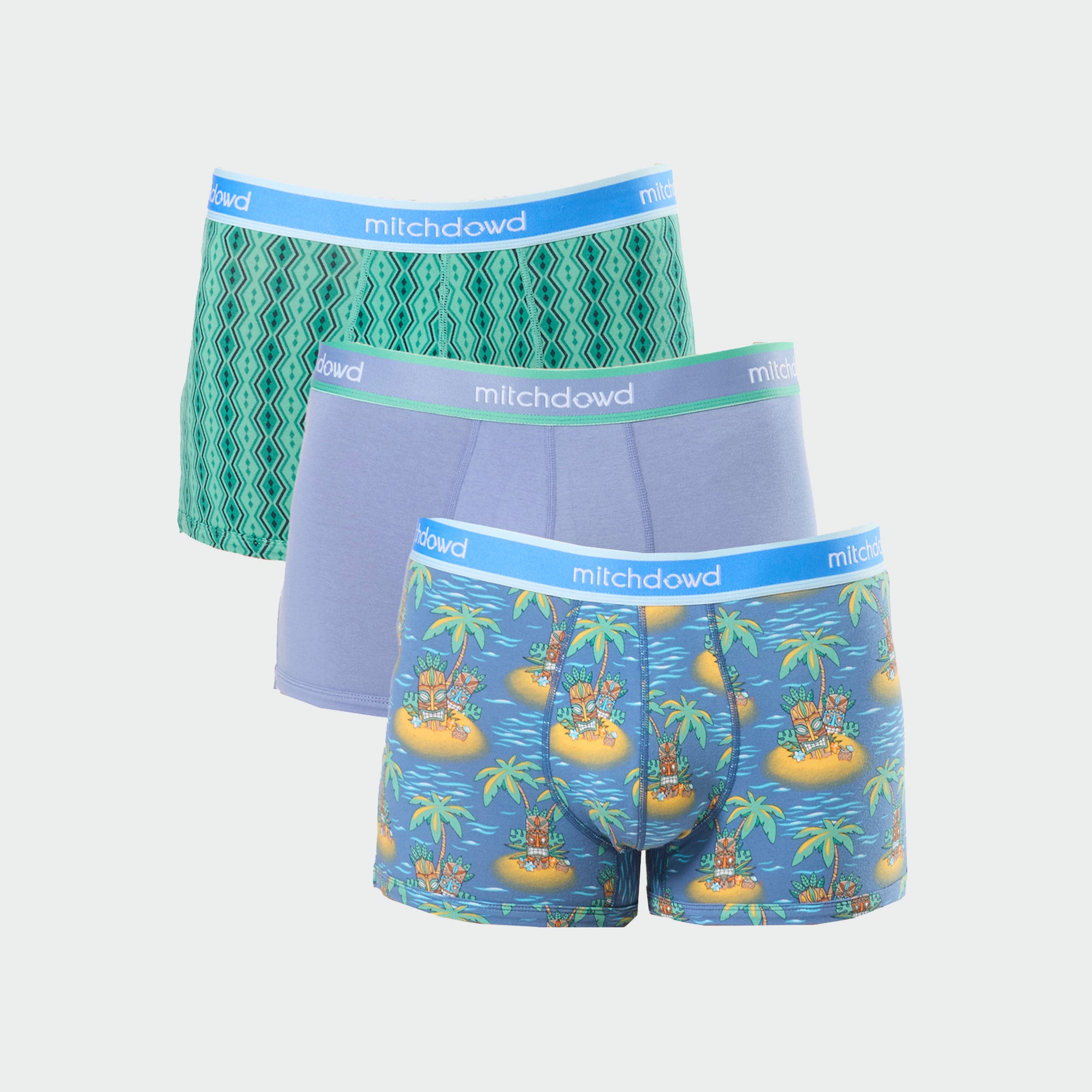 Men's Tiki Islands Cotton Trunk 3 Pack - Denim - Image 1