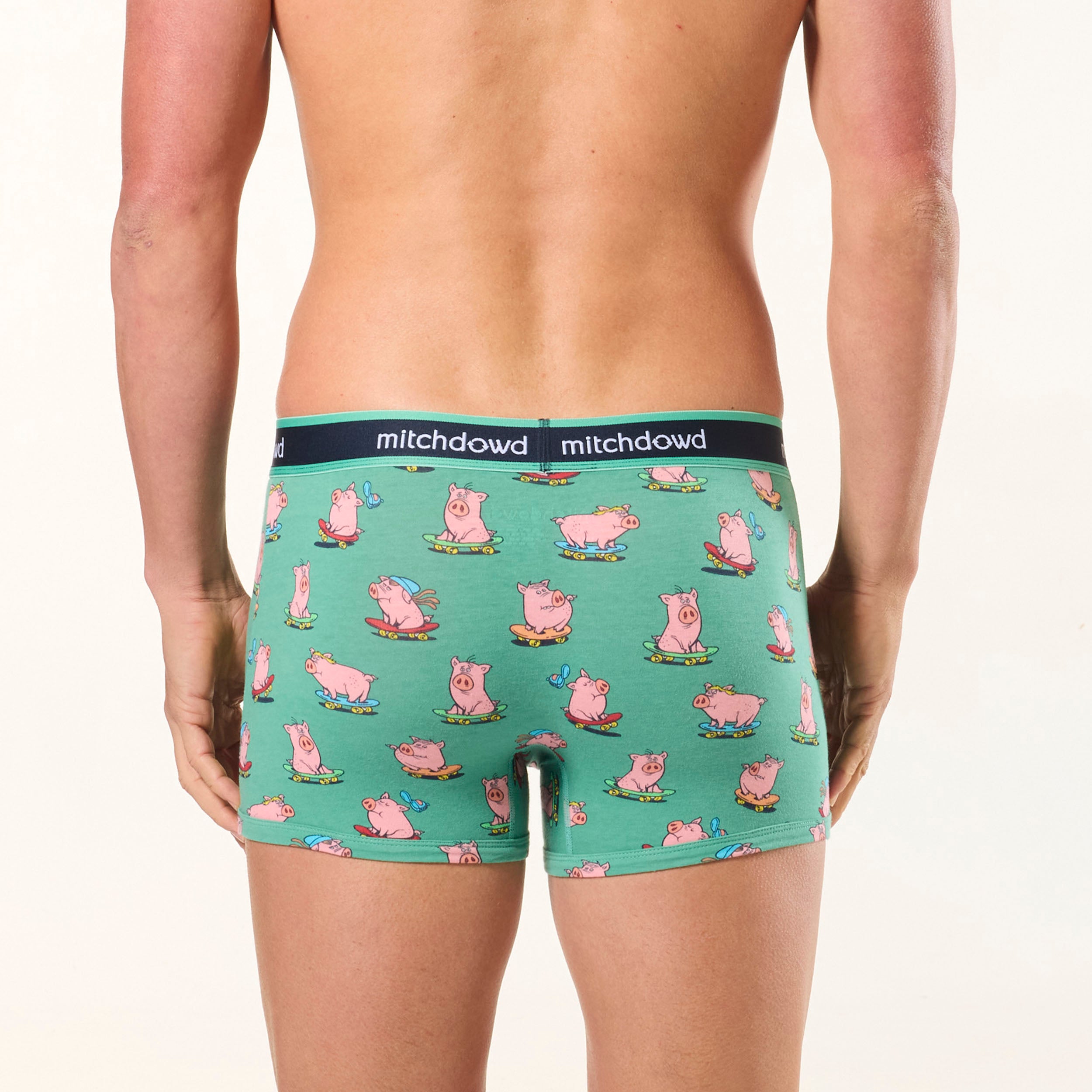 Men's Skater Pigs Cotton Trunk 3 Pack - Blues - Image 4