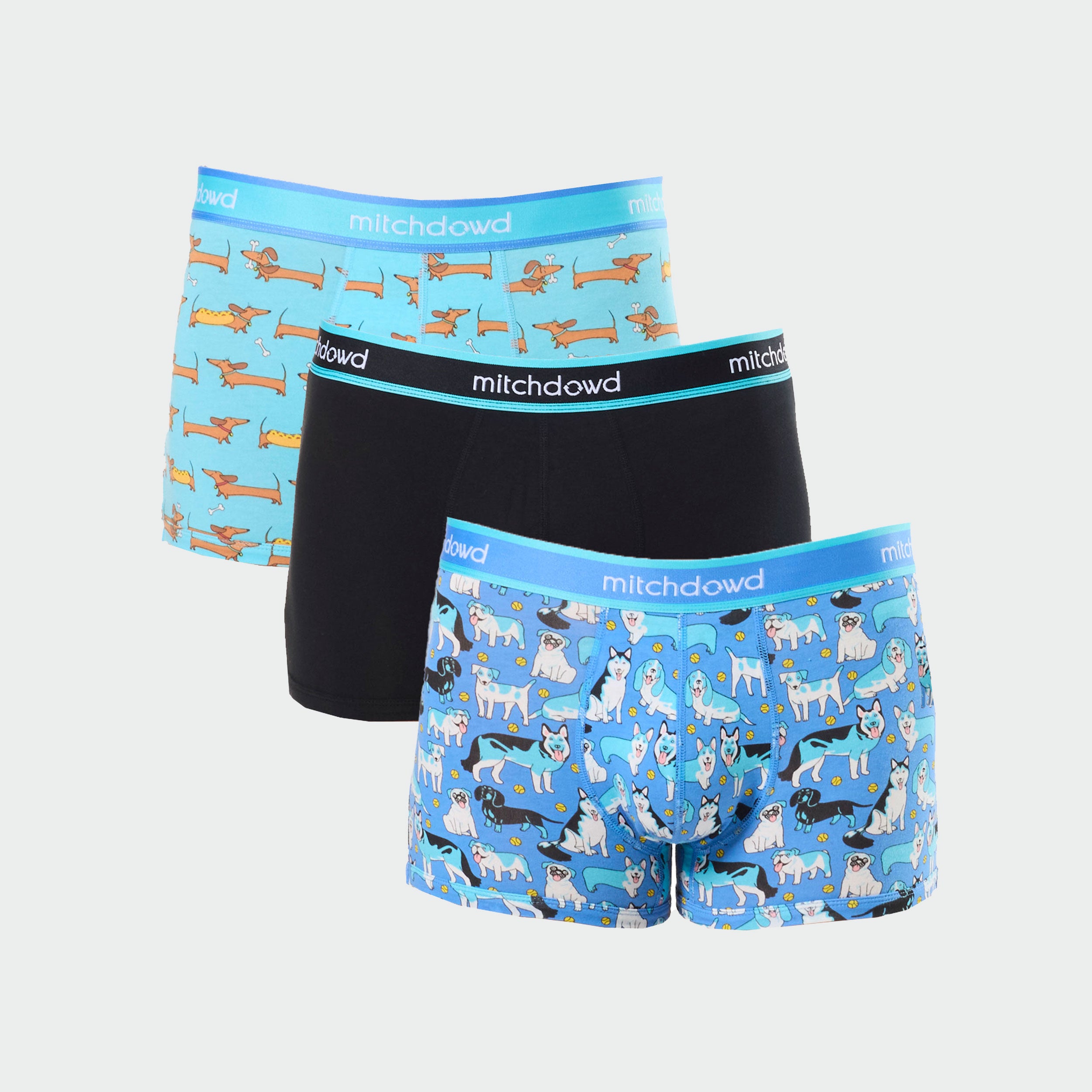 Men's Doggone Blues Cotton Trunk 3 Pack - Blues - Image 1