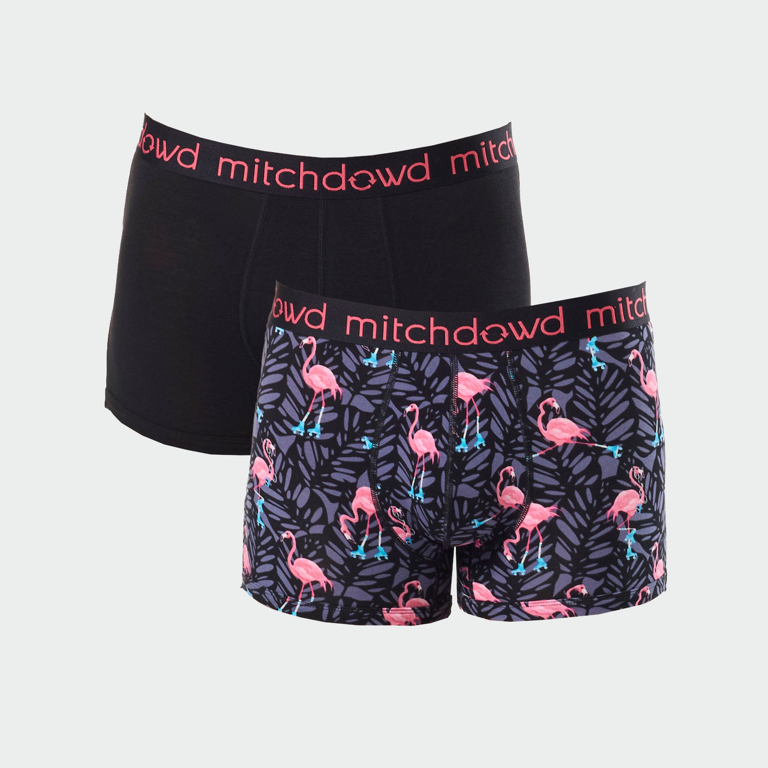 Men's Rolling Flamingos Bamboo Trunk 2 Pack - Black - Image 1