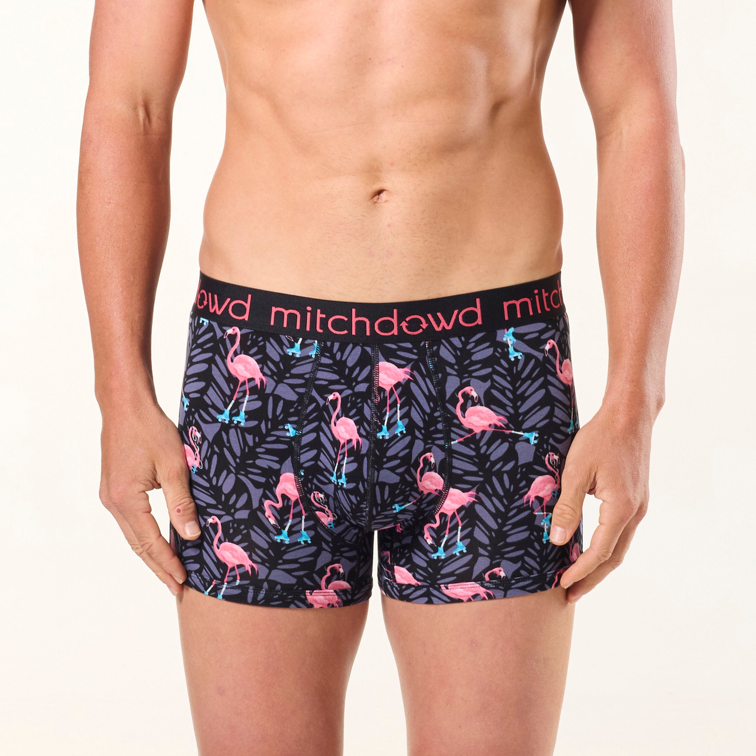 Men's Rolling Flamingos Bamboo Trunk 2 Pack - Black - Image 2