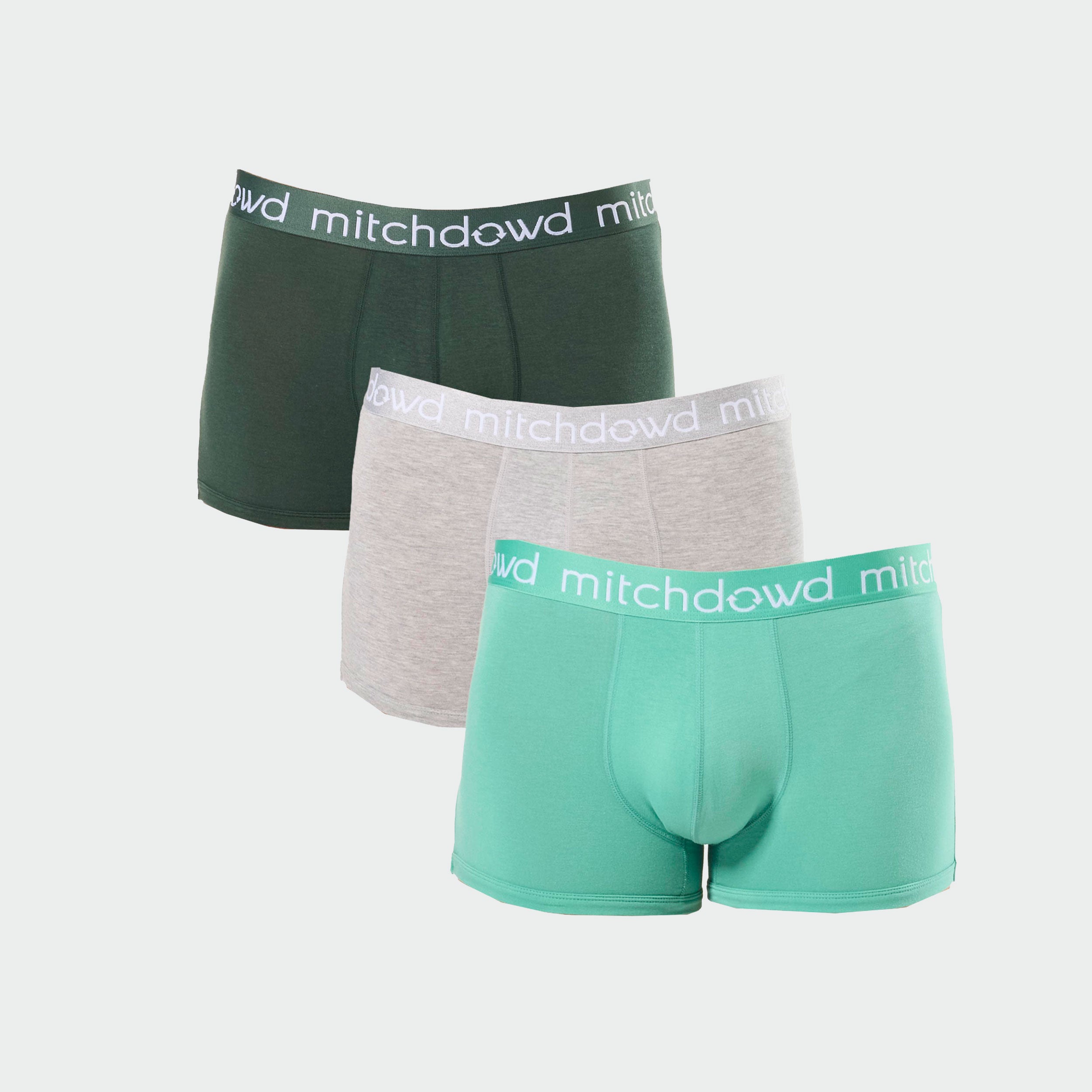 Men's Bamboo Trunk 3 Pack - Green & Grey - Image 1