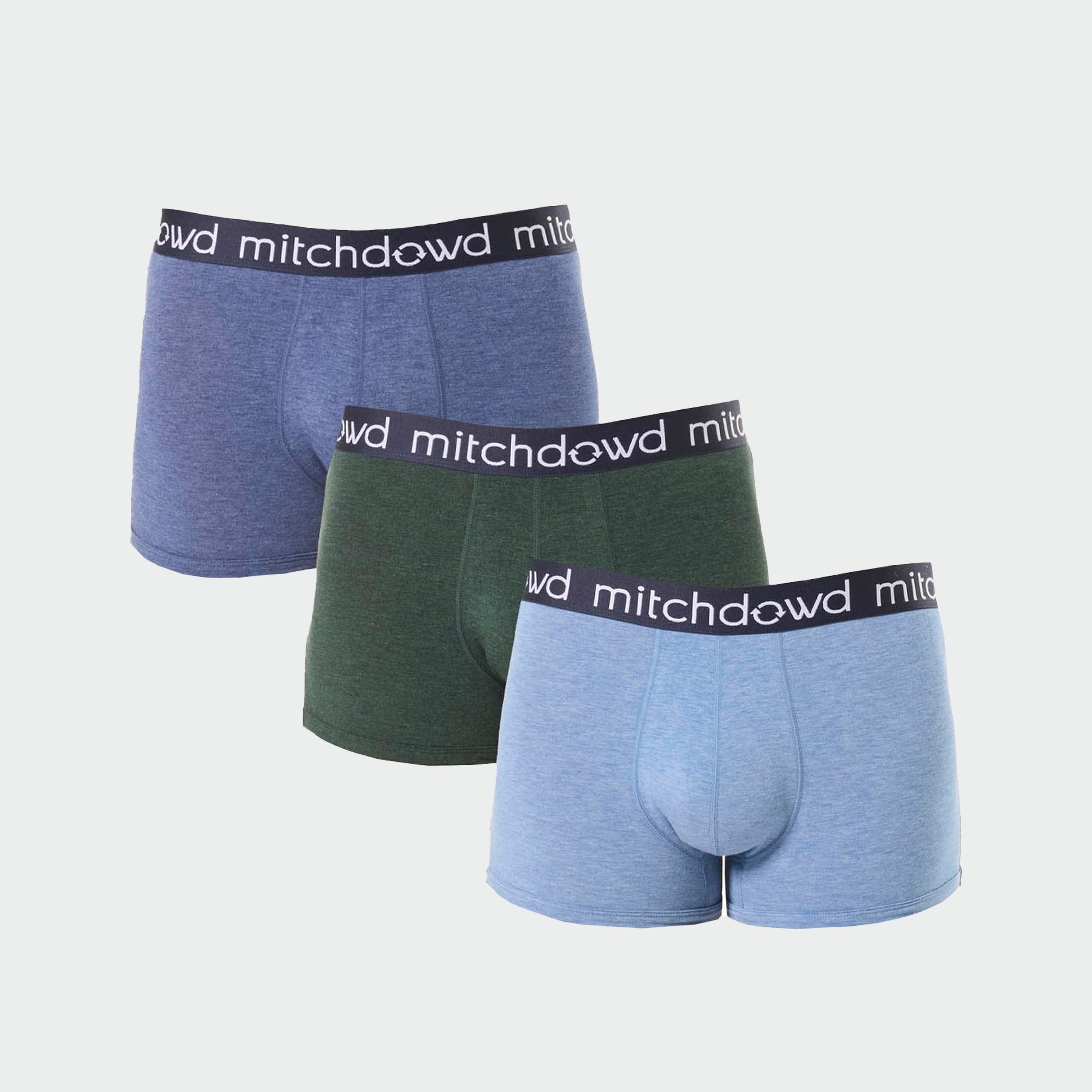 Men's Bamboo Trunk 3 Pack - Blue & Green - Image 1