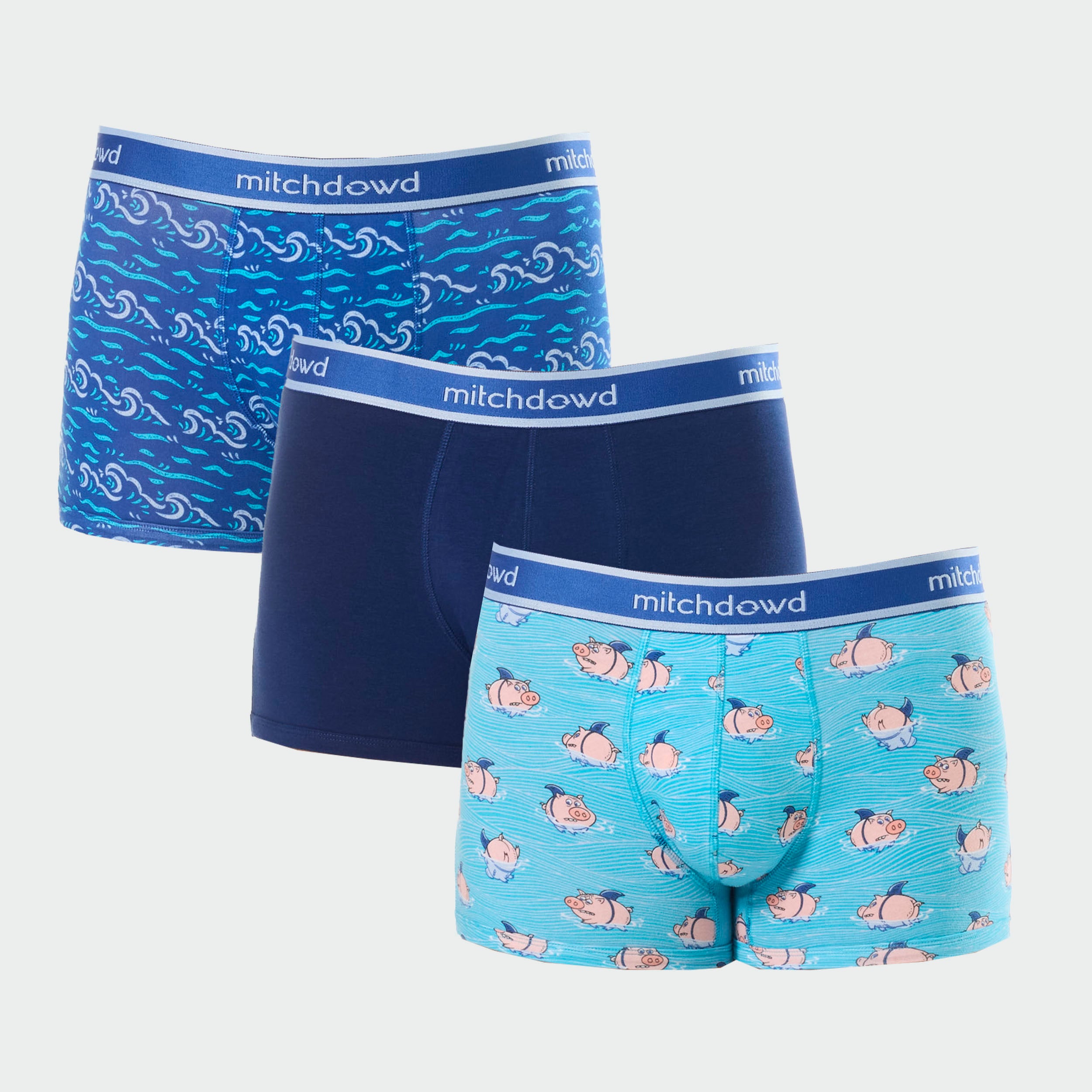 Mitchdowd Men's 3 Pack Trunk in Shark Fin Print