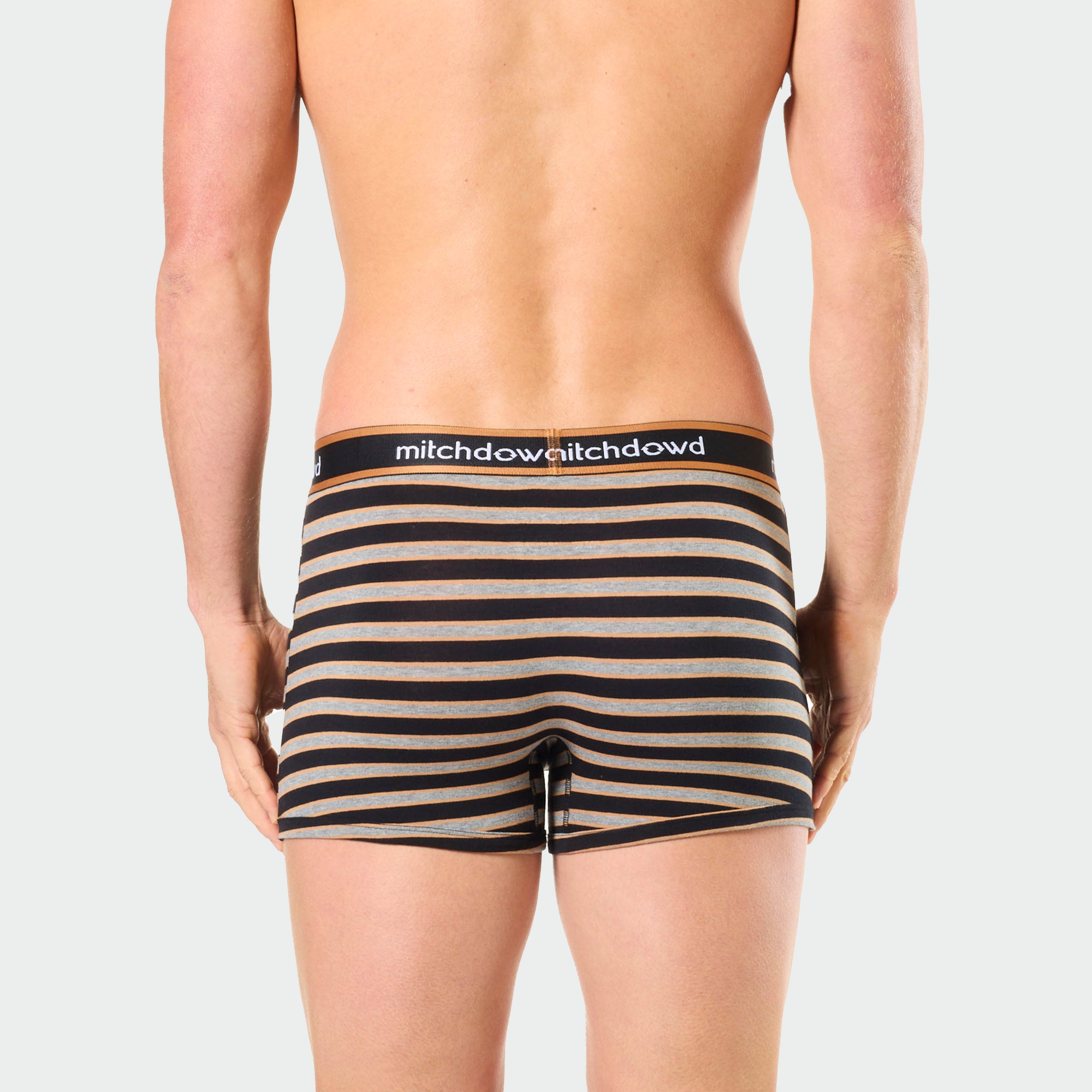 Mitch Dowd Men’s 3 Pack Trunks in Stripe, Grey and Cockatoo Design