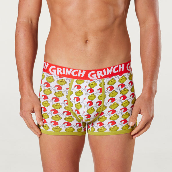Men's Grinch On Repeat Cotton Mid-Length Trunk - Green