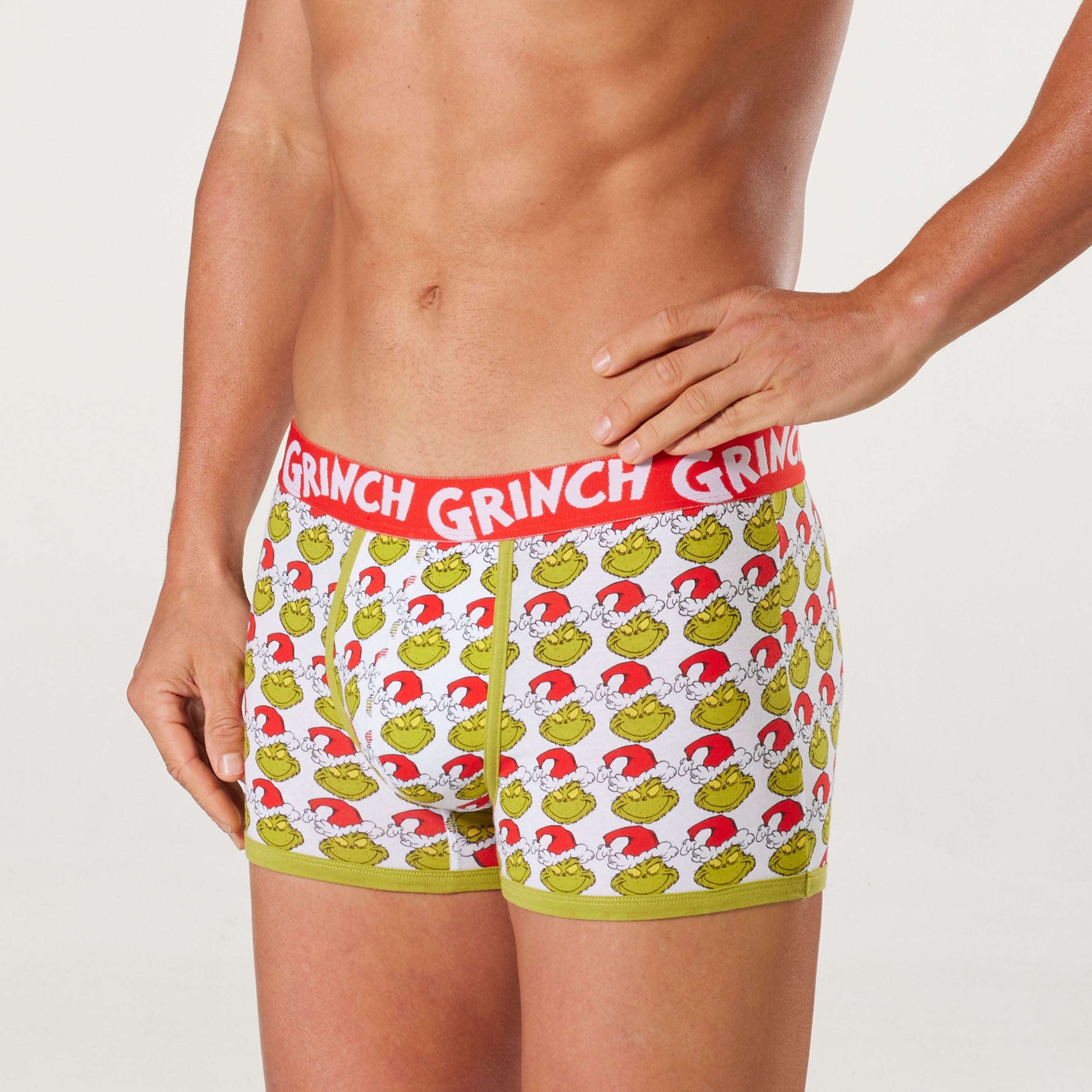 Men's Christmas Grinch On Repeat Cotton Trunk - Green - Image 4