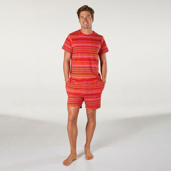 Men's Grinch Fam Jams Cotton Pyjama Set - Red