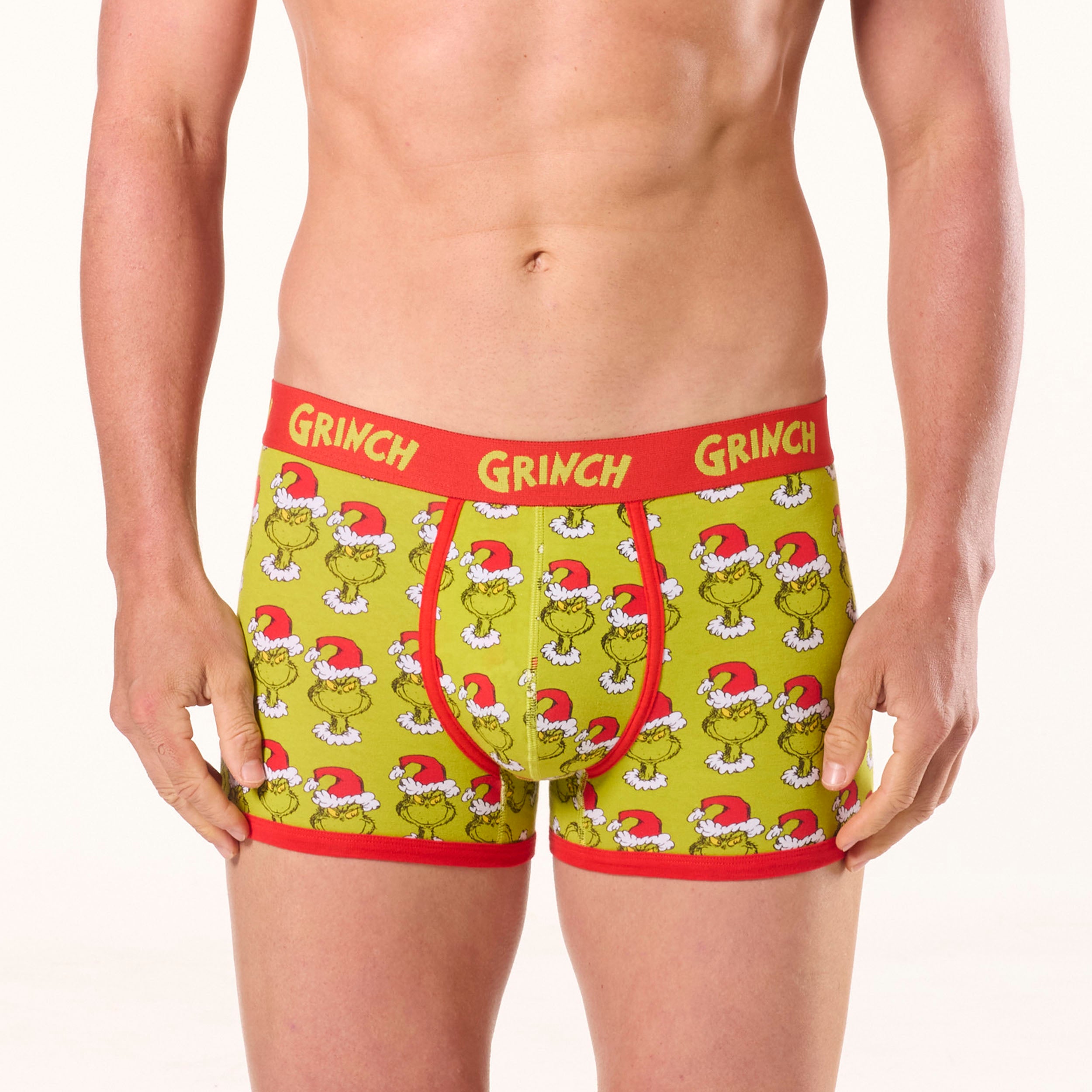 Men's Grinch Faces Cotton Trunks - Green - Image 1