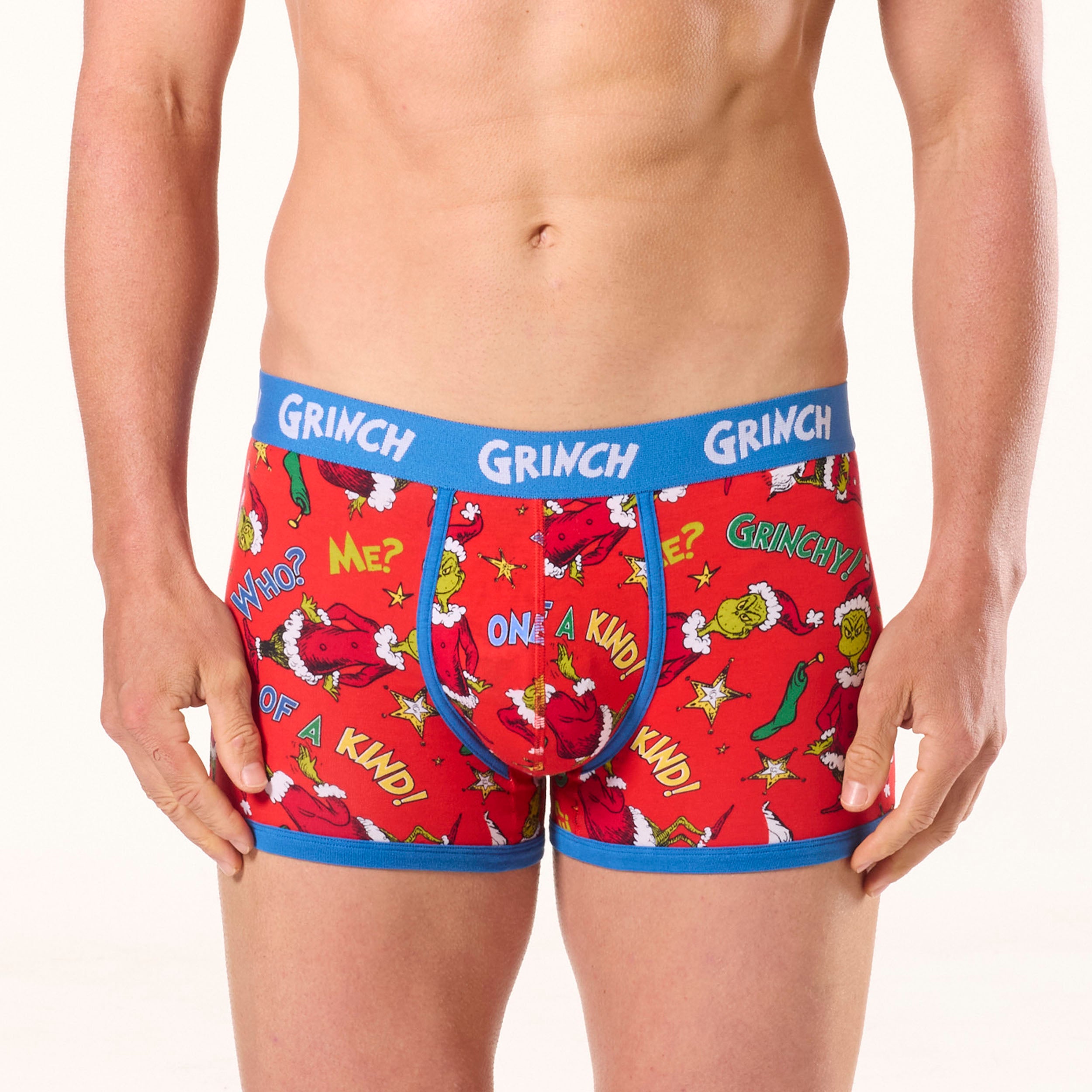 Men's Grinch Merry Merry Cotton Trunks - Red - Image 1