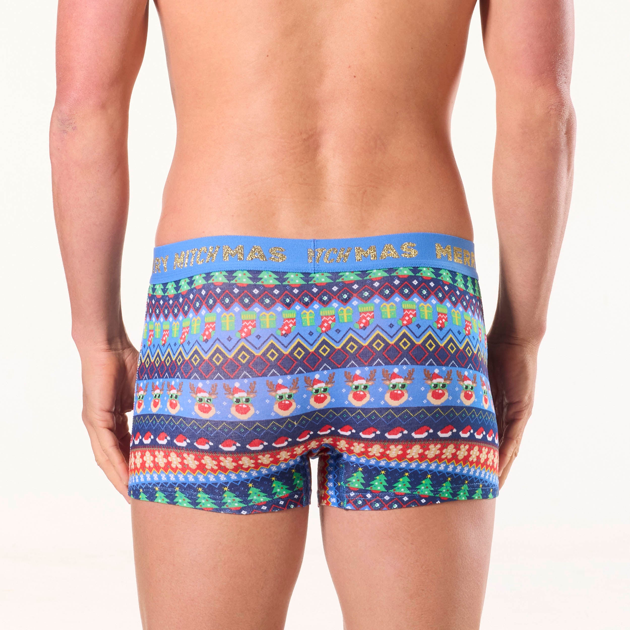 Men's Ugly Sweater Cotton Trunks - Blue - Image 3