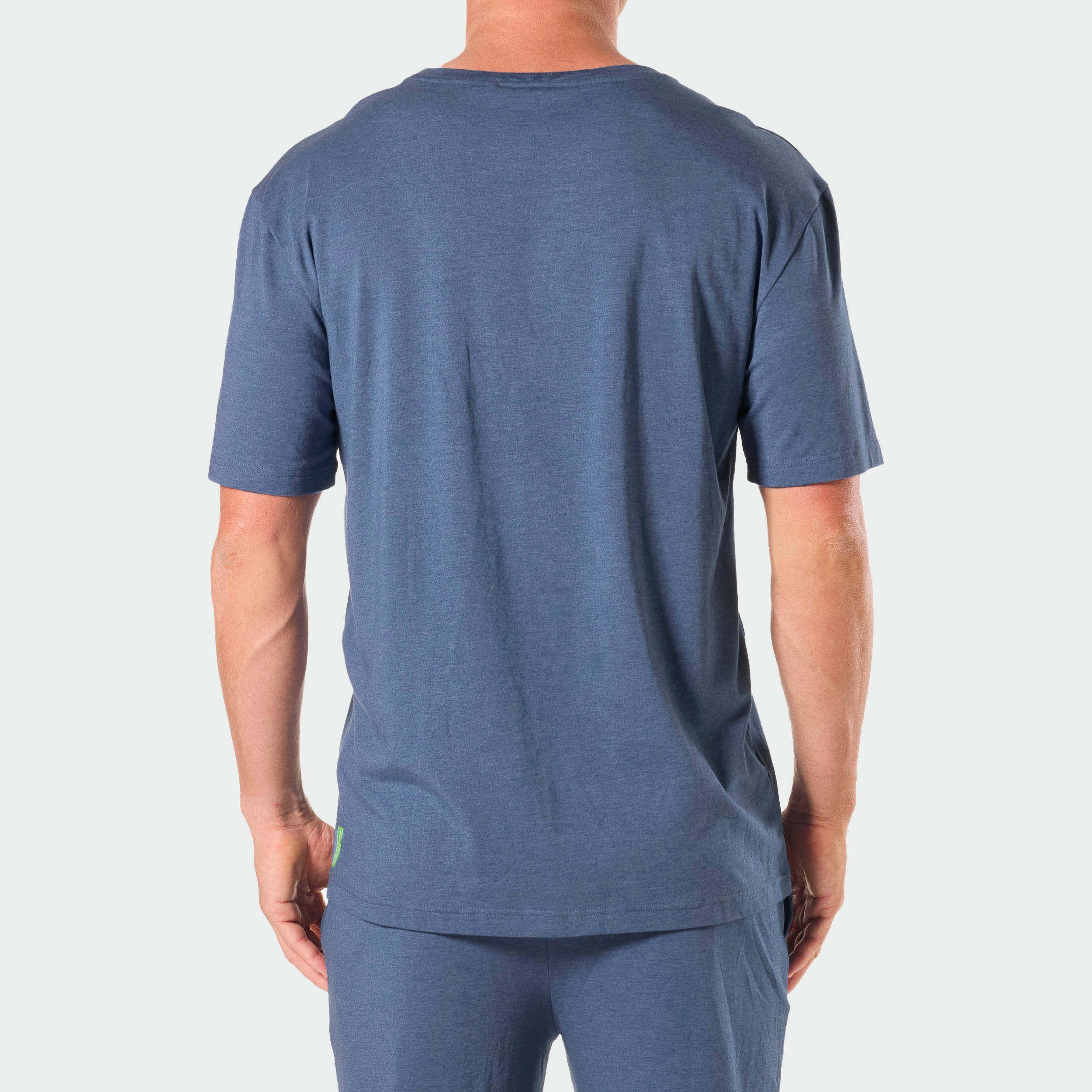 Mens Soft Bamboo Crew Neck Sleep Tee - Blue Marle