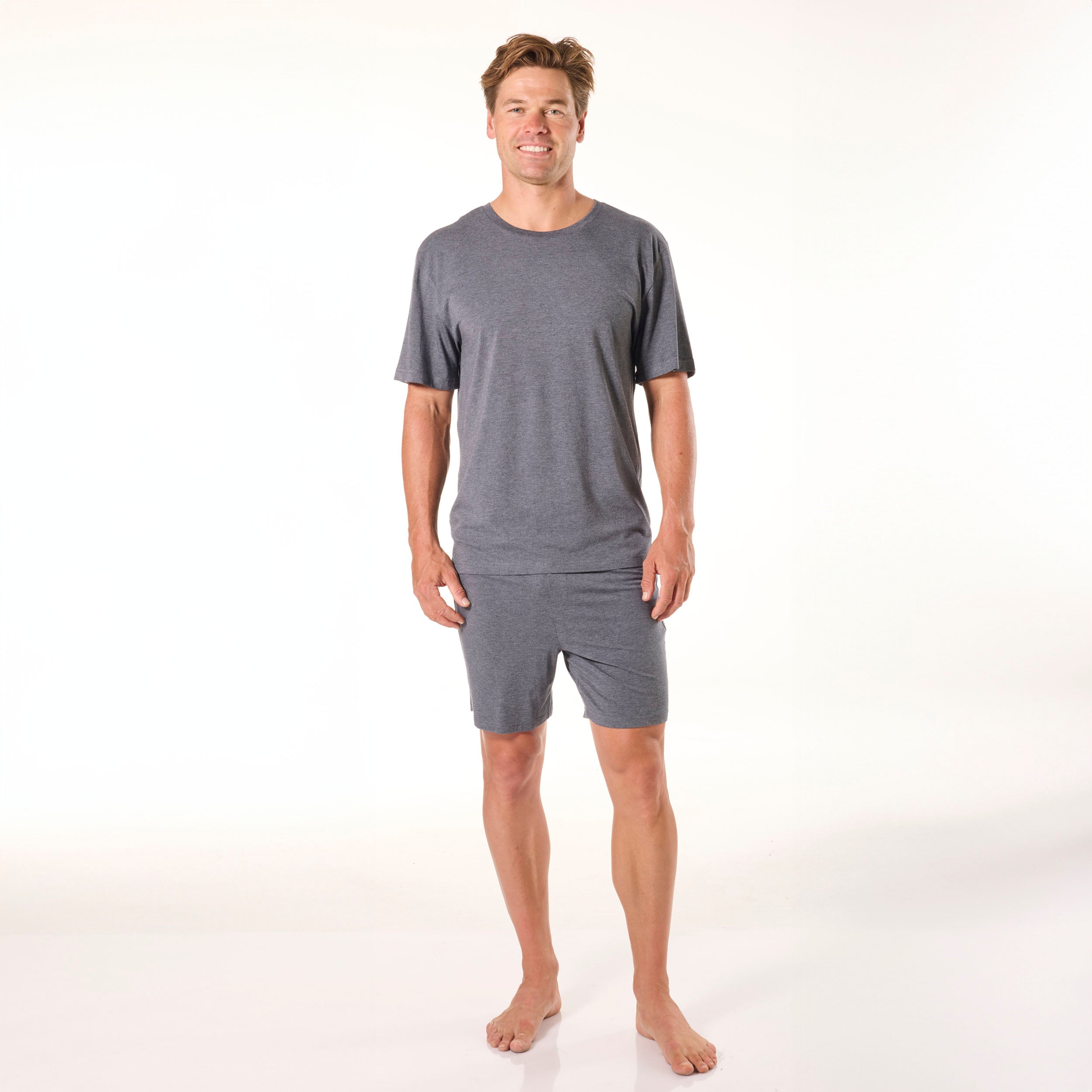 Men's Soft Bamboo Crew Neck Sleep Tee - Grey Marle - Image 4