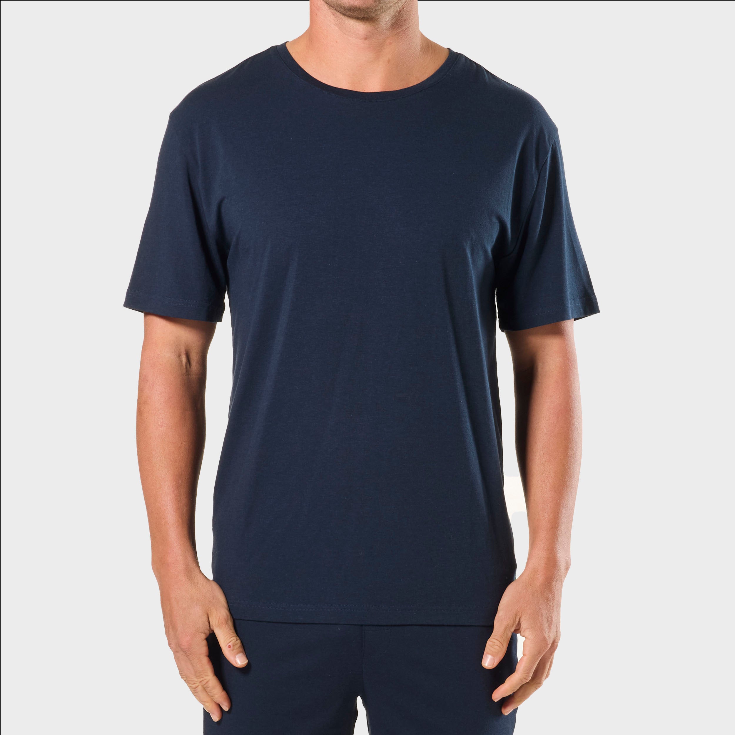 Men's Soft Bamboo Crew Neck Sleep Tee - Navy Image 1