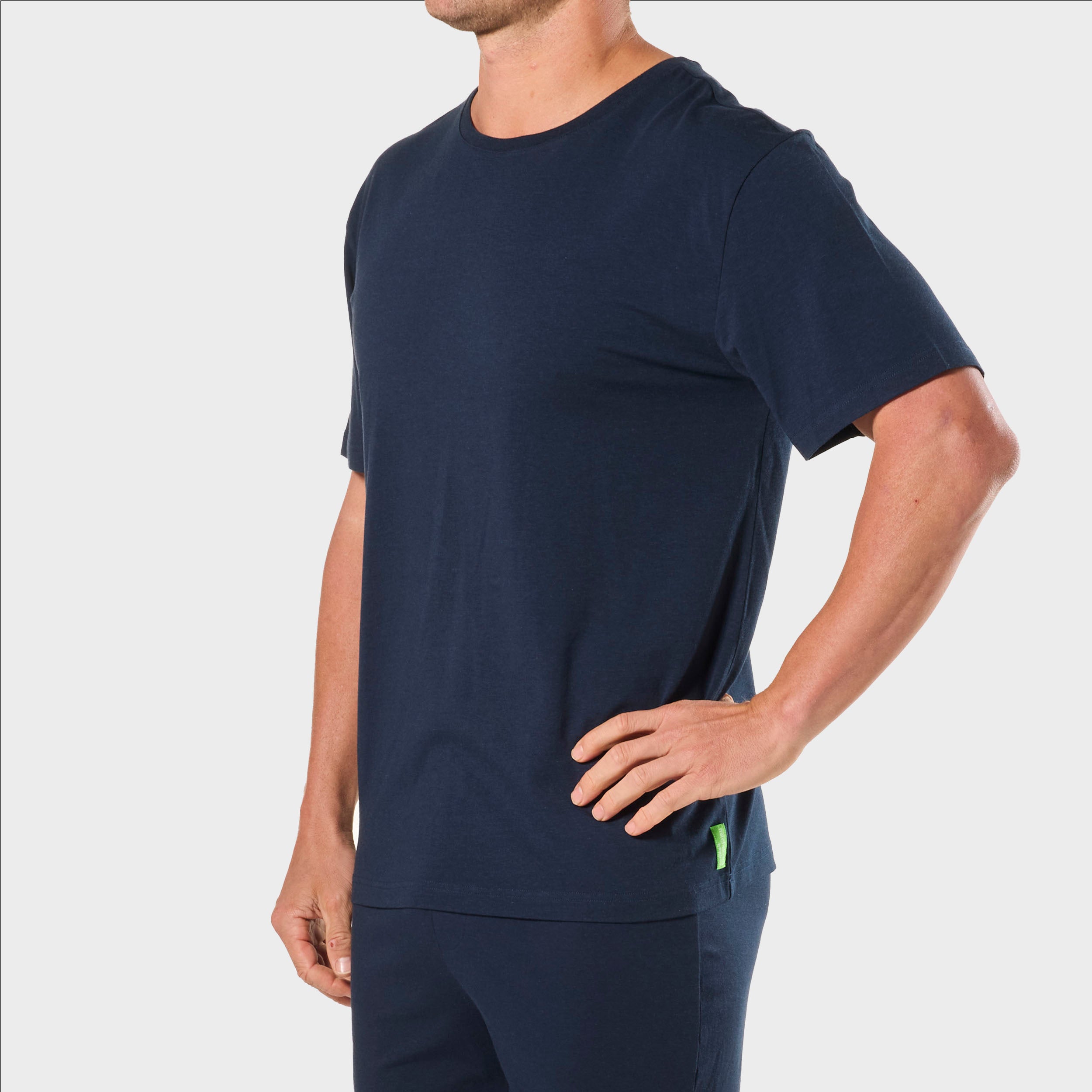 Men's Soft Bamboo Crew Neck Sleep Tee - Navy Image 2