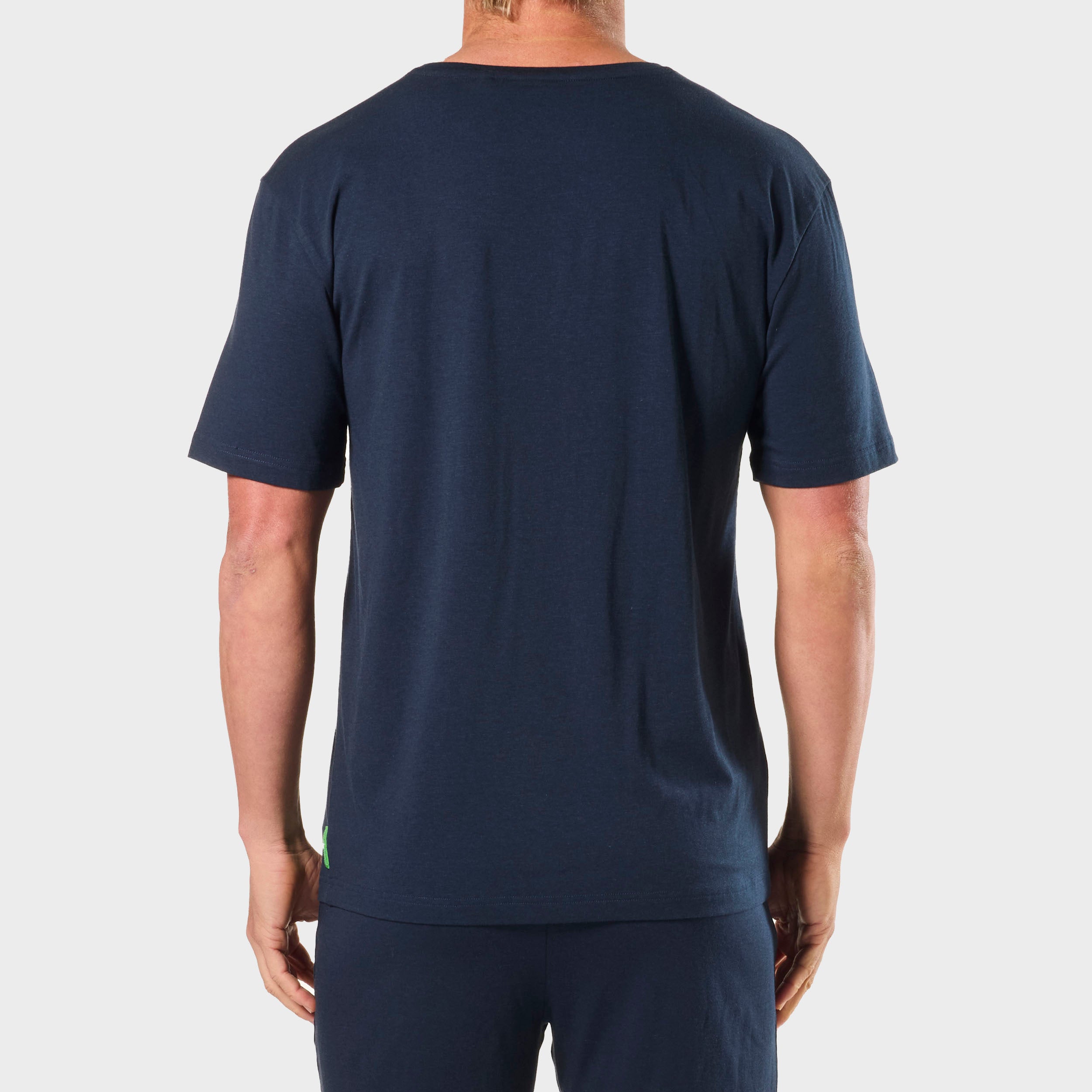 Men's Soft Bamboo Crew Neck Sleep Tee - Navy Image 3