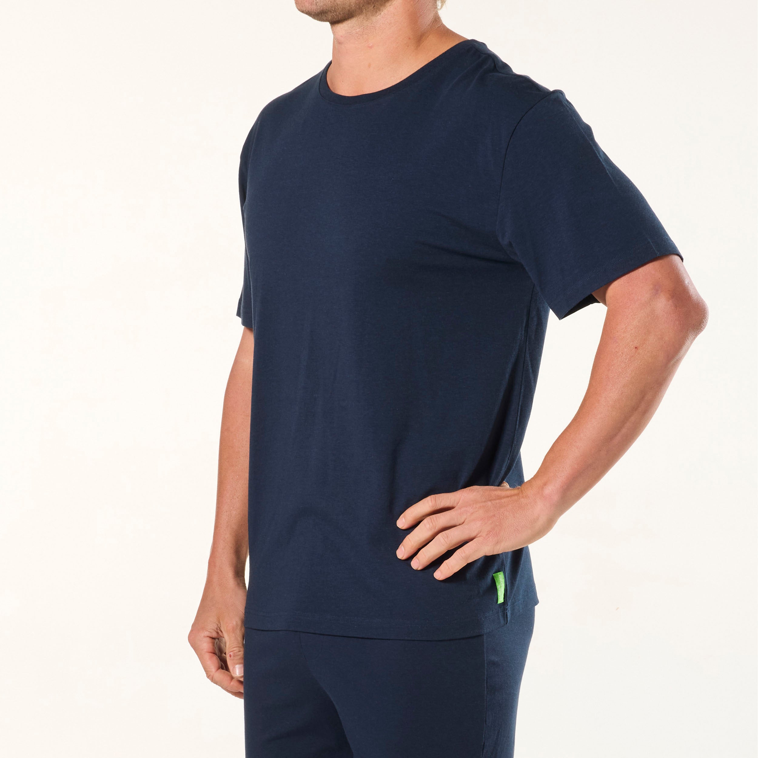 Men's Soft Bamboo Crew Neck Sleep Tee - Navy  Image 2