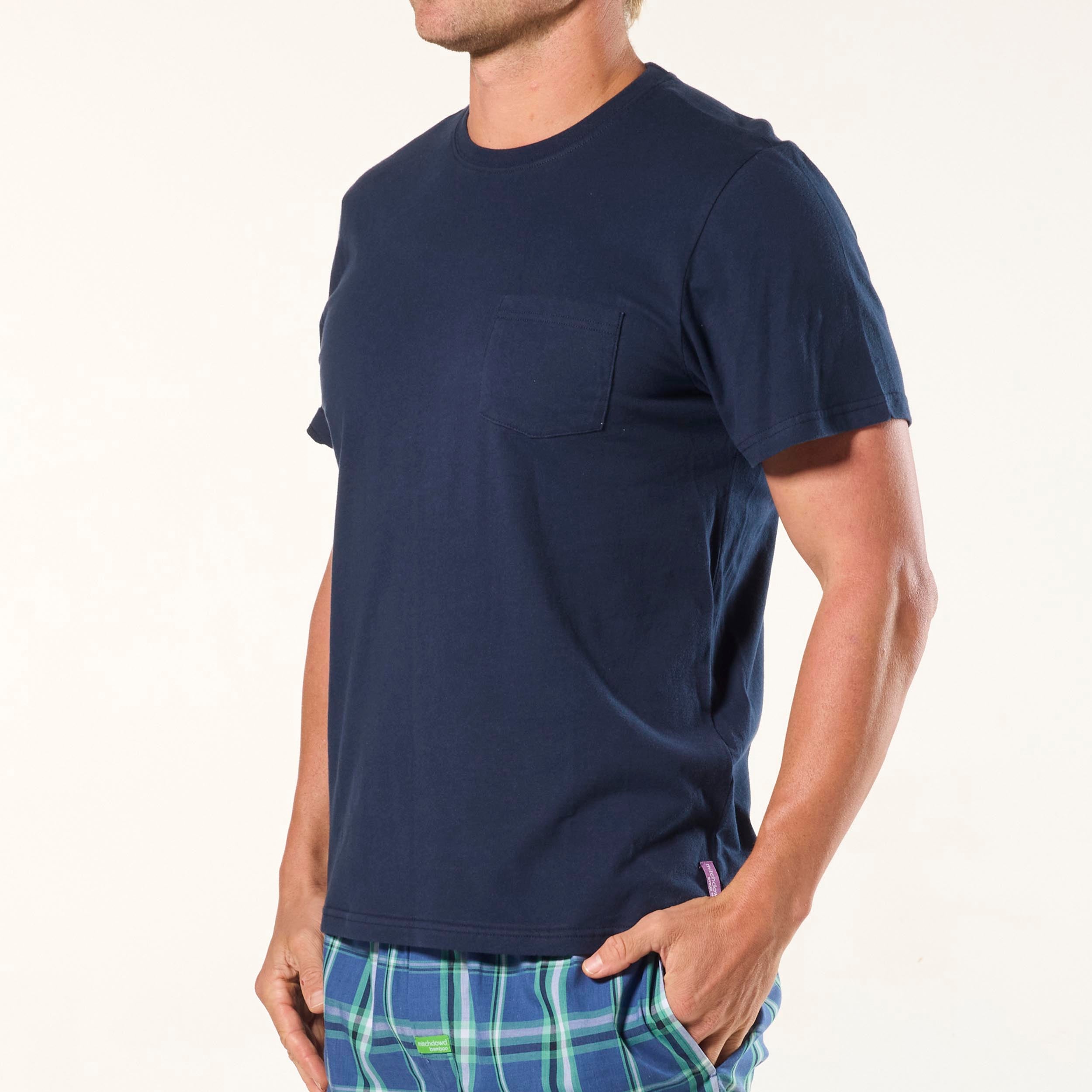 Men's Pocket Cotton Sleep Tee - Navy - Image 2