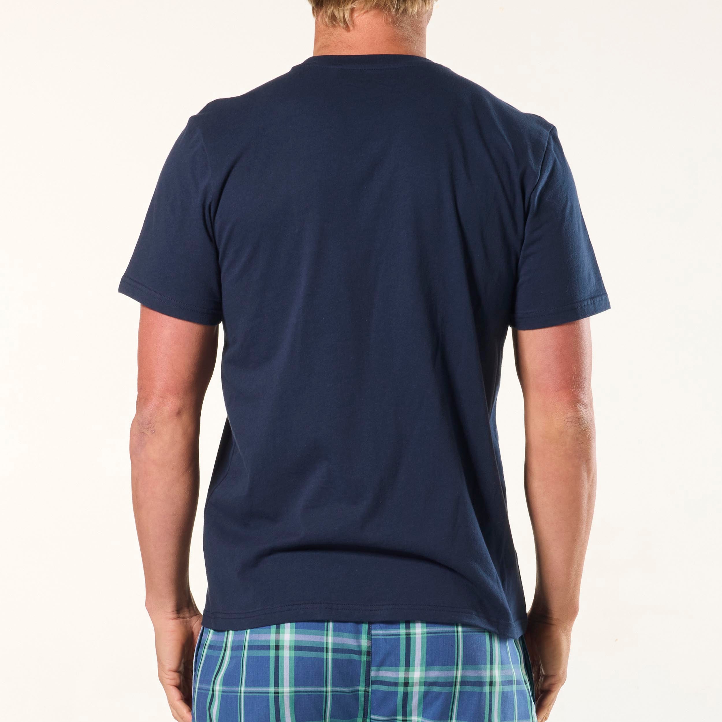 Men's Pocket Cotton Sleep Tee - Navy - Image 3