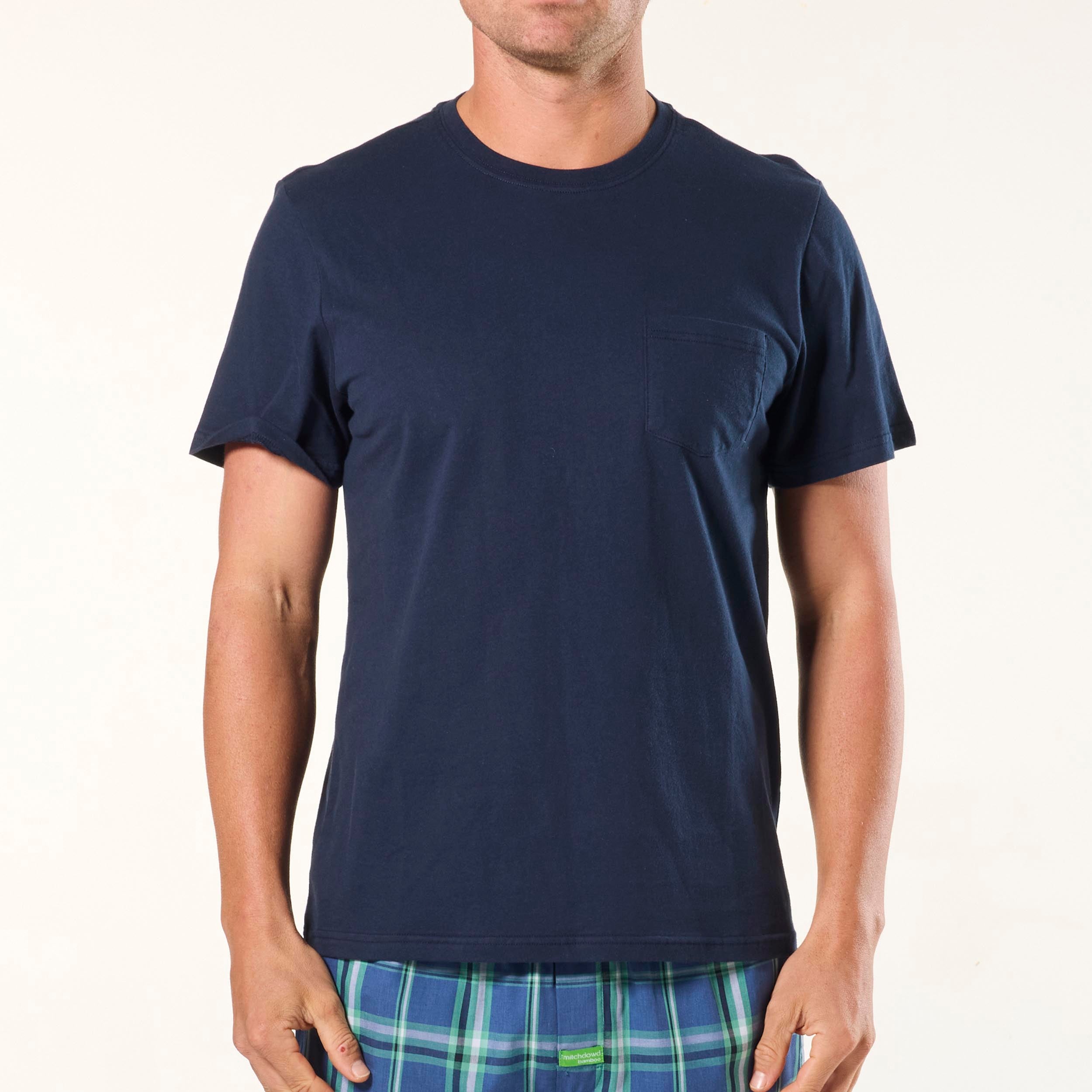 Men's Pocket Cotton Sleep Tee - Navy - Image 1