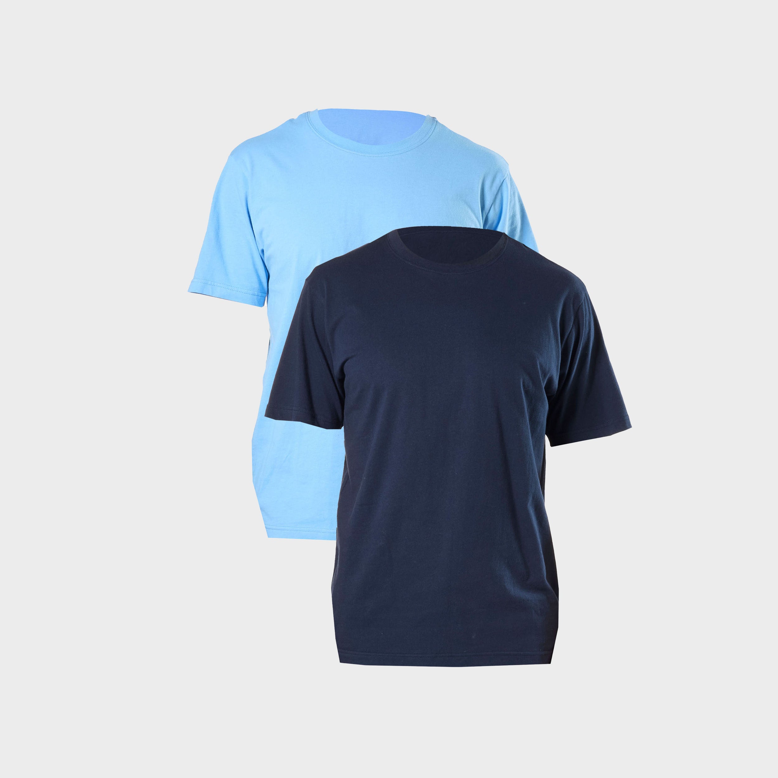 Men's Cotton Crew Neck Tee 2 Pack - Blue & Navy - Image 1