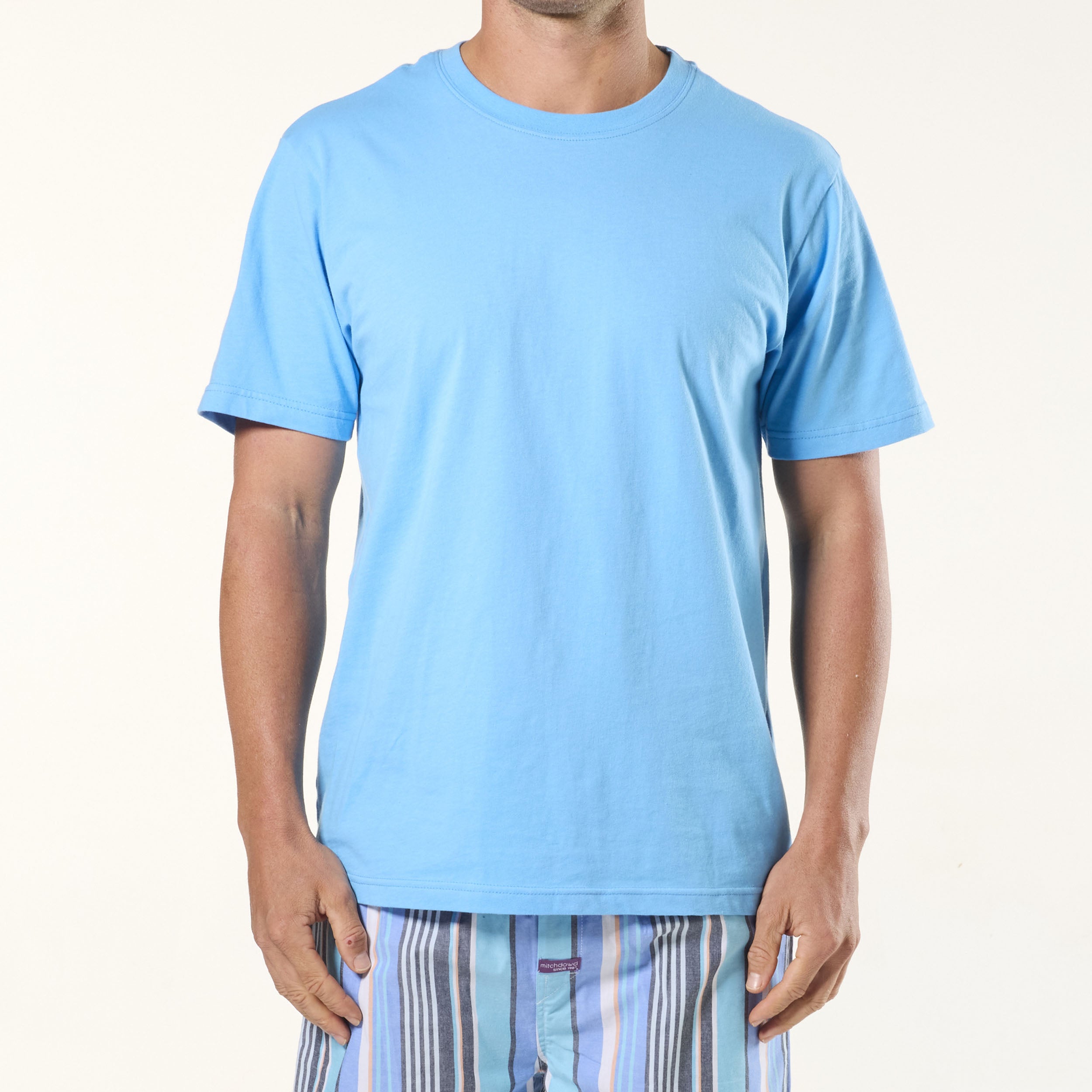 Men's Cotton Crew Neck Tee 2 Pack - Blue & Navy - Image 2