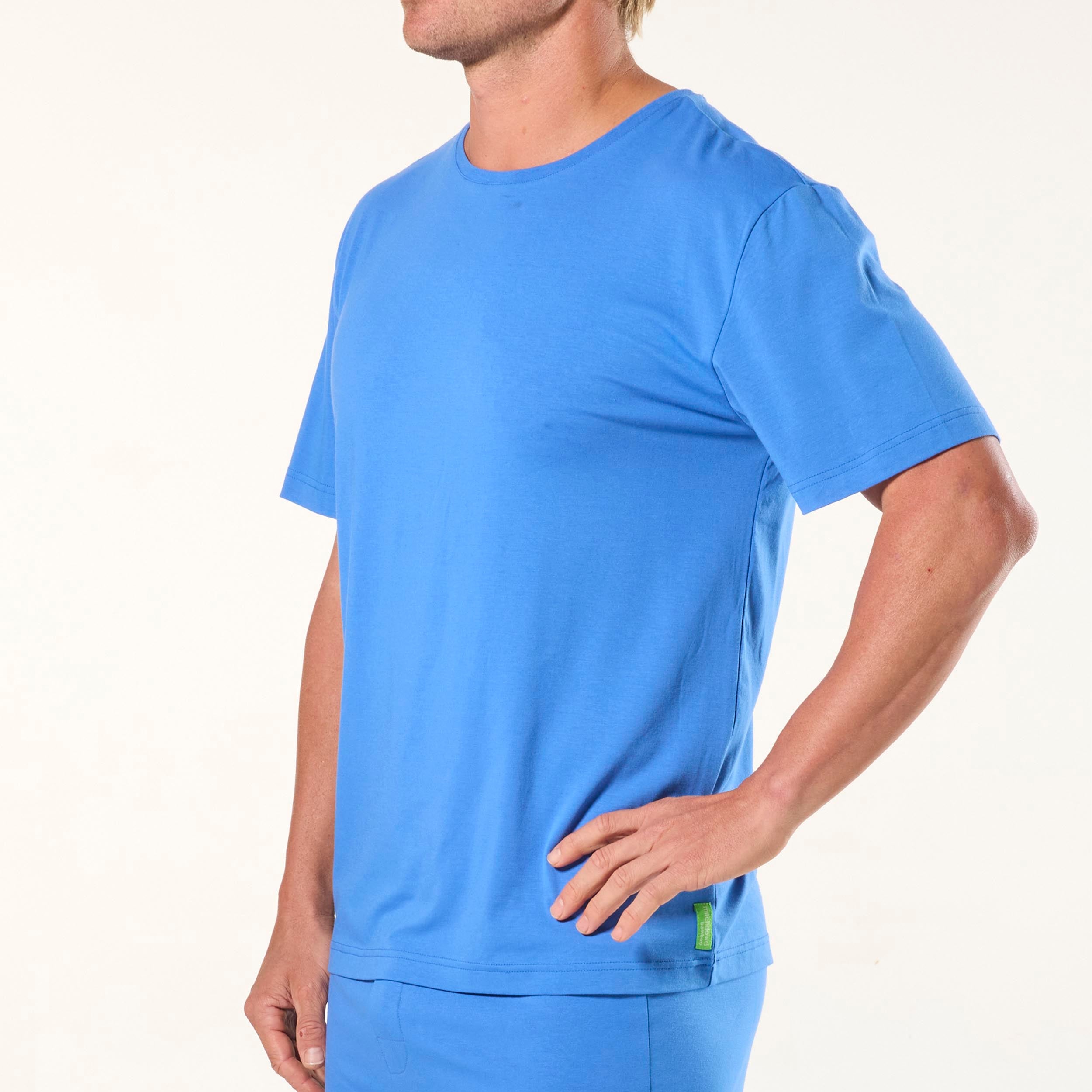 Men's Soft Bamboo Sleep Tee - Blue - Image 2