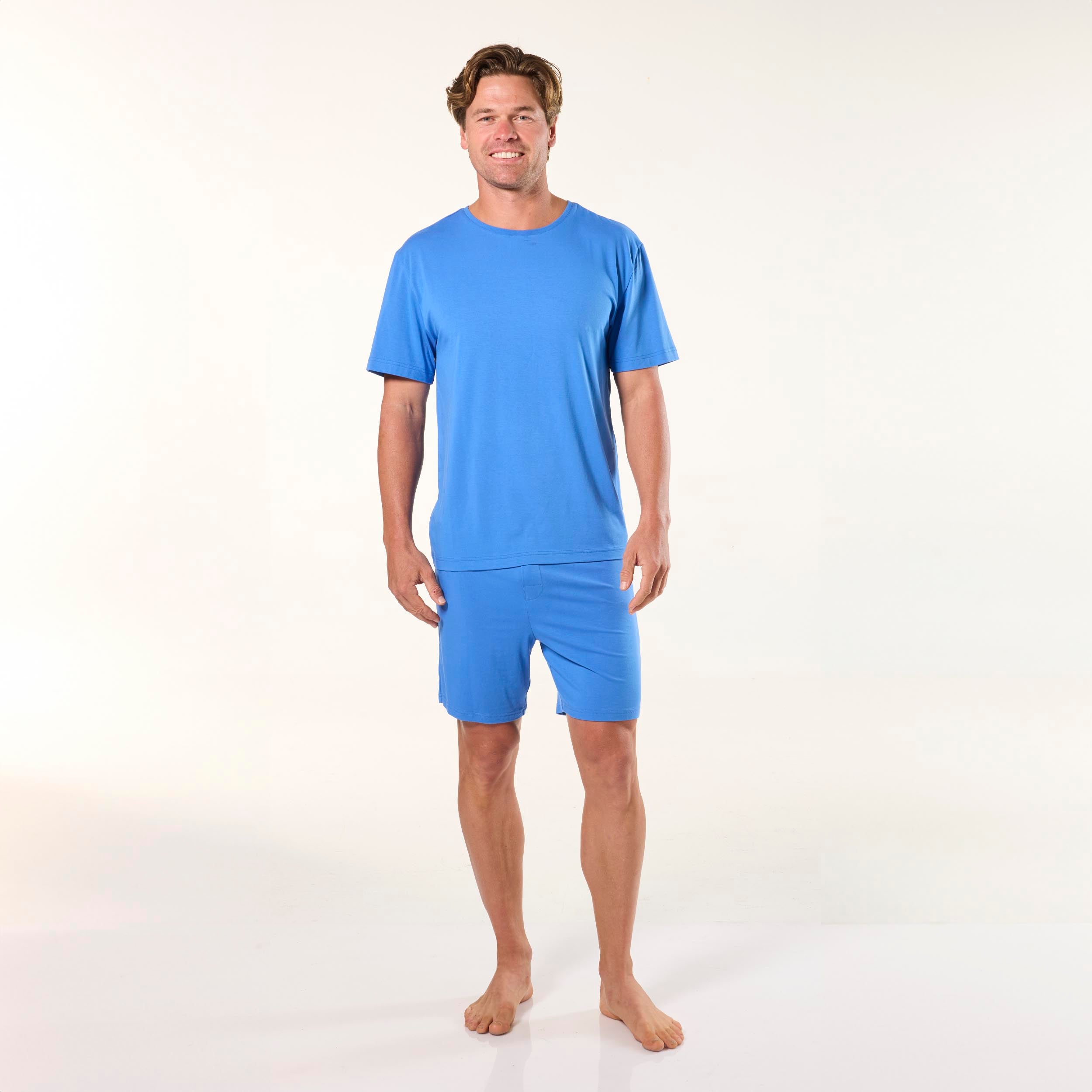 Men's Soft Bamboo Sleep Tee - Blue - Image 4