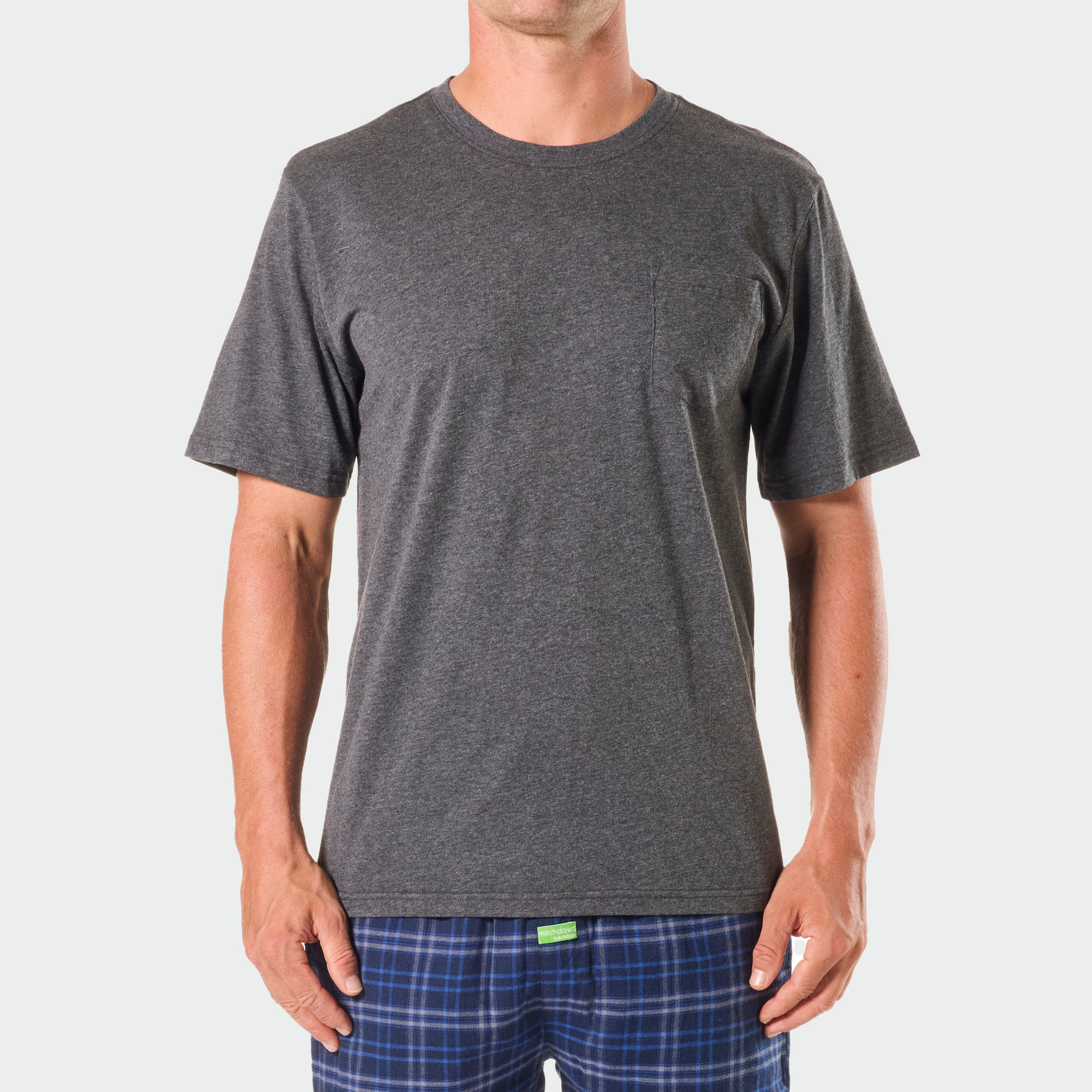 Mens Relaxed Cotton Sleep Tee - Dark Grey Marle - Image 1