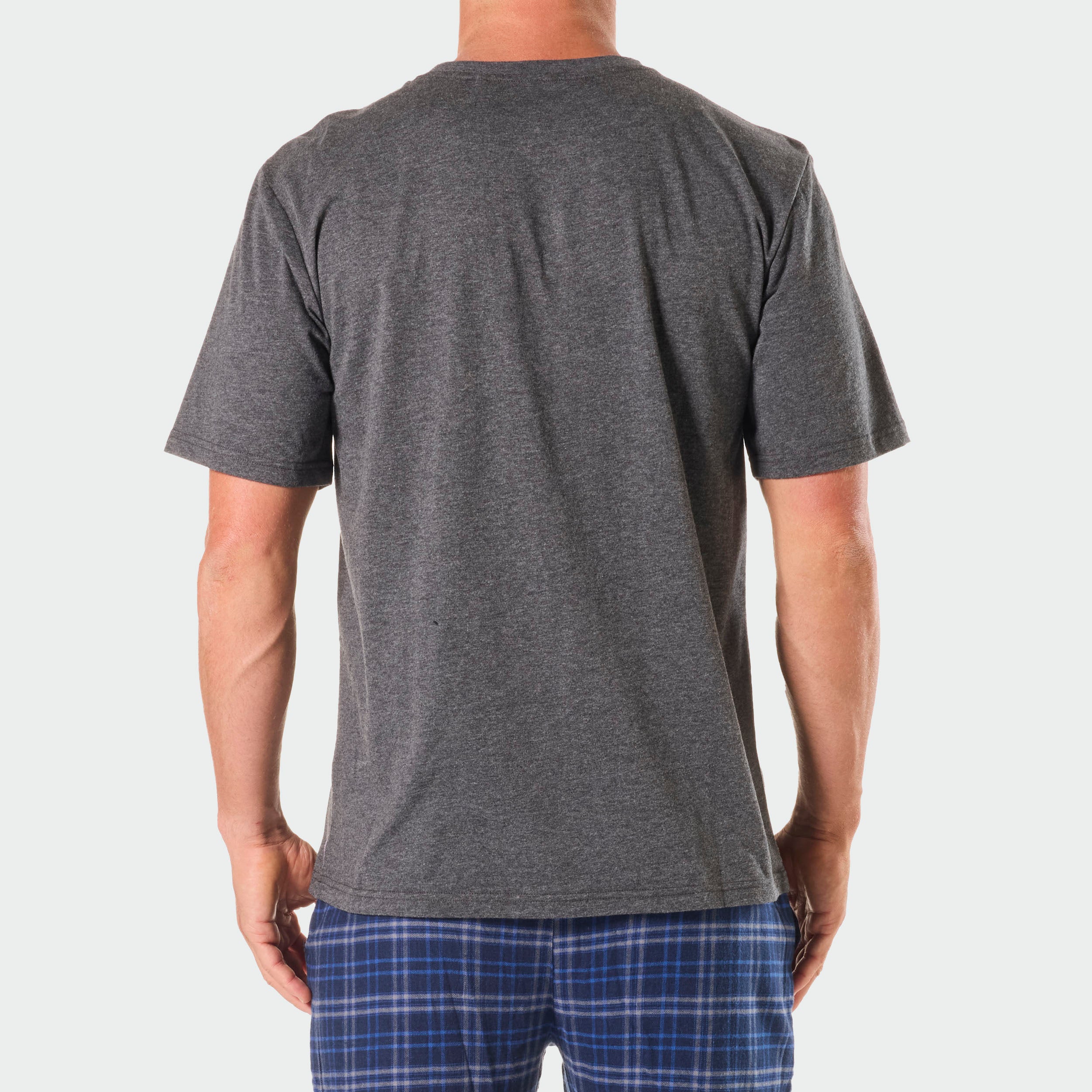 Mens Relaxed Cotton Sleep Tee - Dark Grey Marle - Image 3