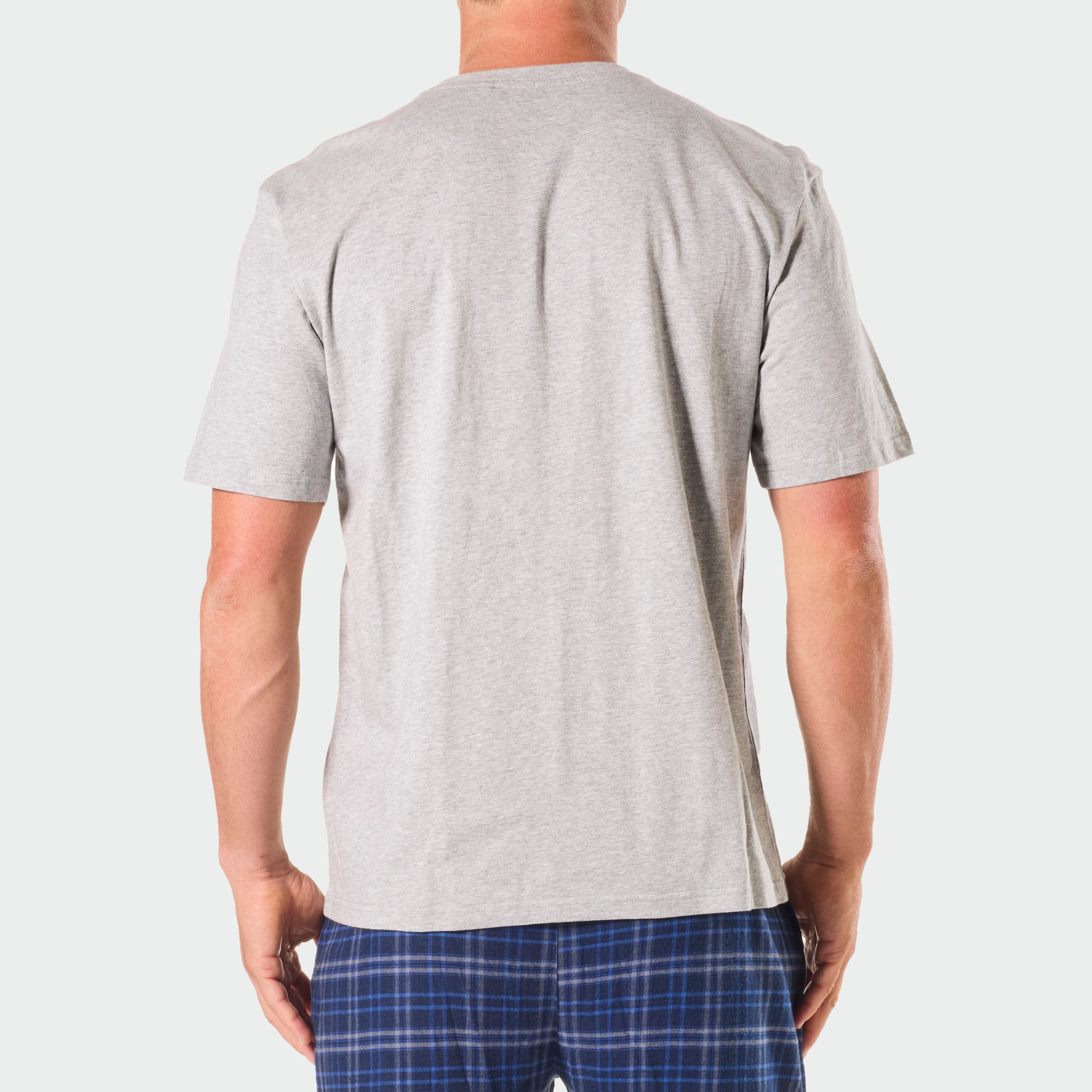 Mens Relaxed Cotton Sleep Tee - Light Grey Marle - Image 3