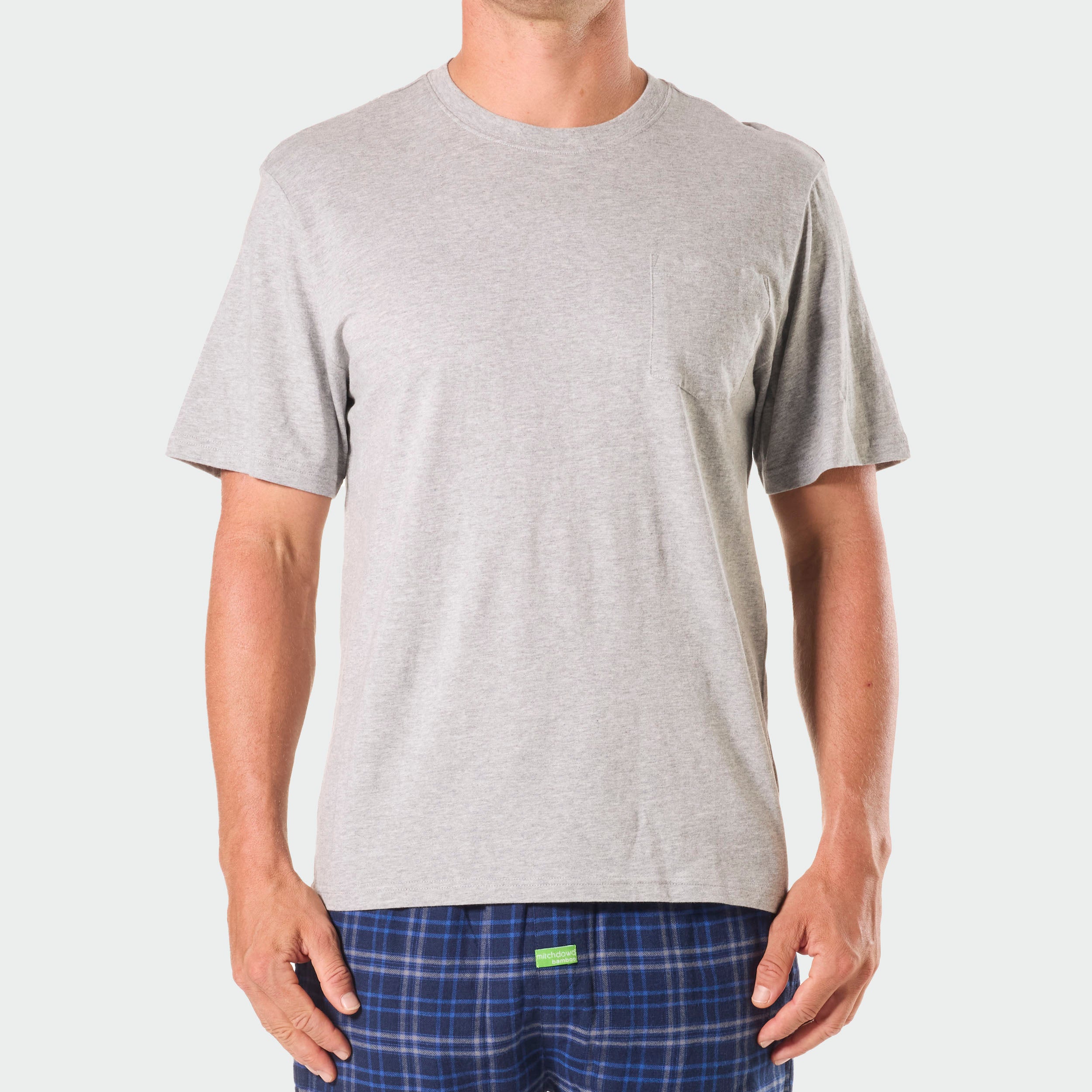 Mens Relaxed Cotton Sleep Tee - Light Grey Marle - Image 1