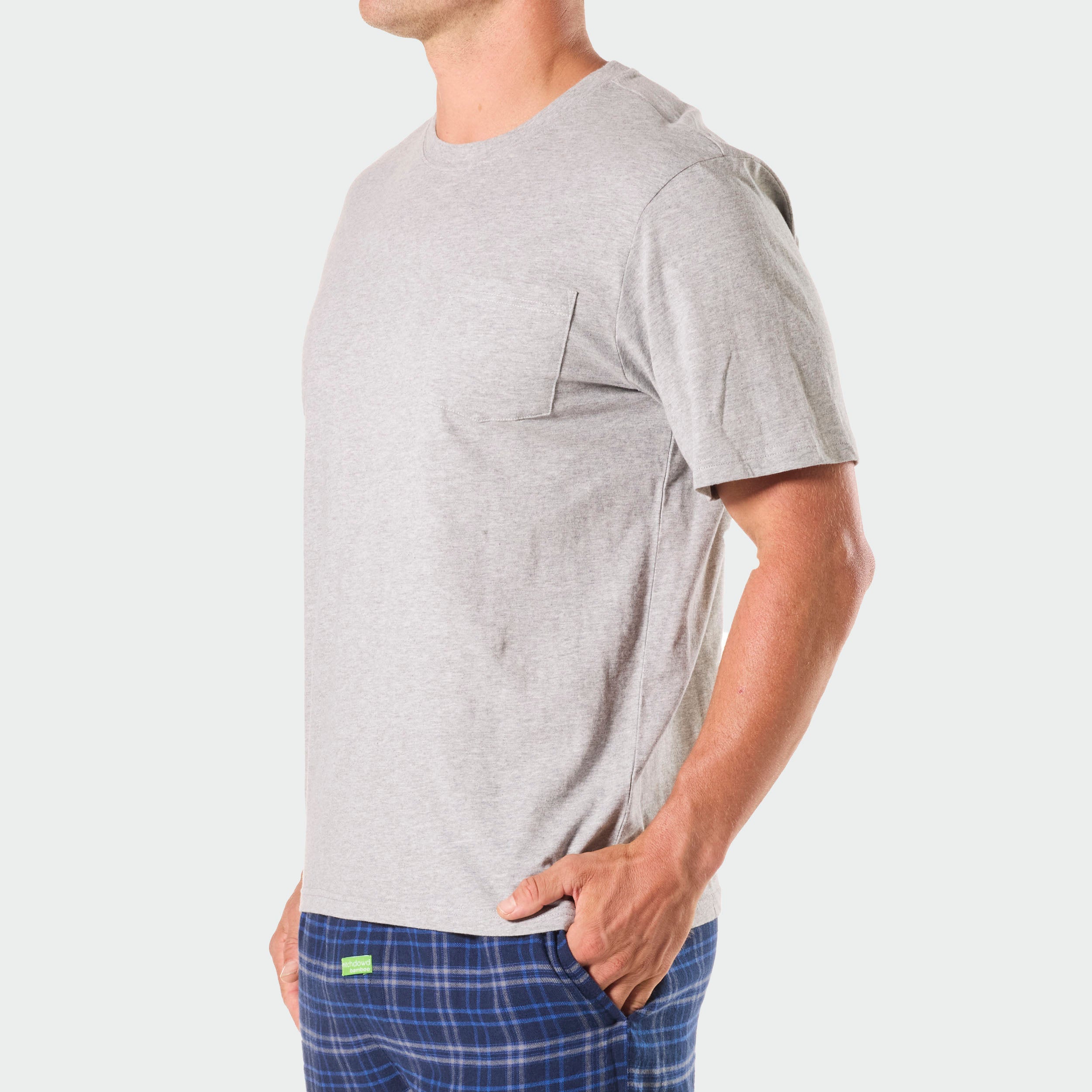 Mens Relaxed Cotton Sleep Tee - Light Grey Marle - Image 2