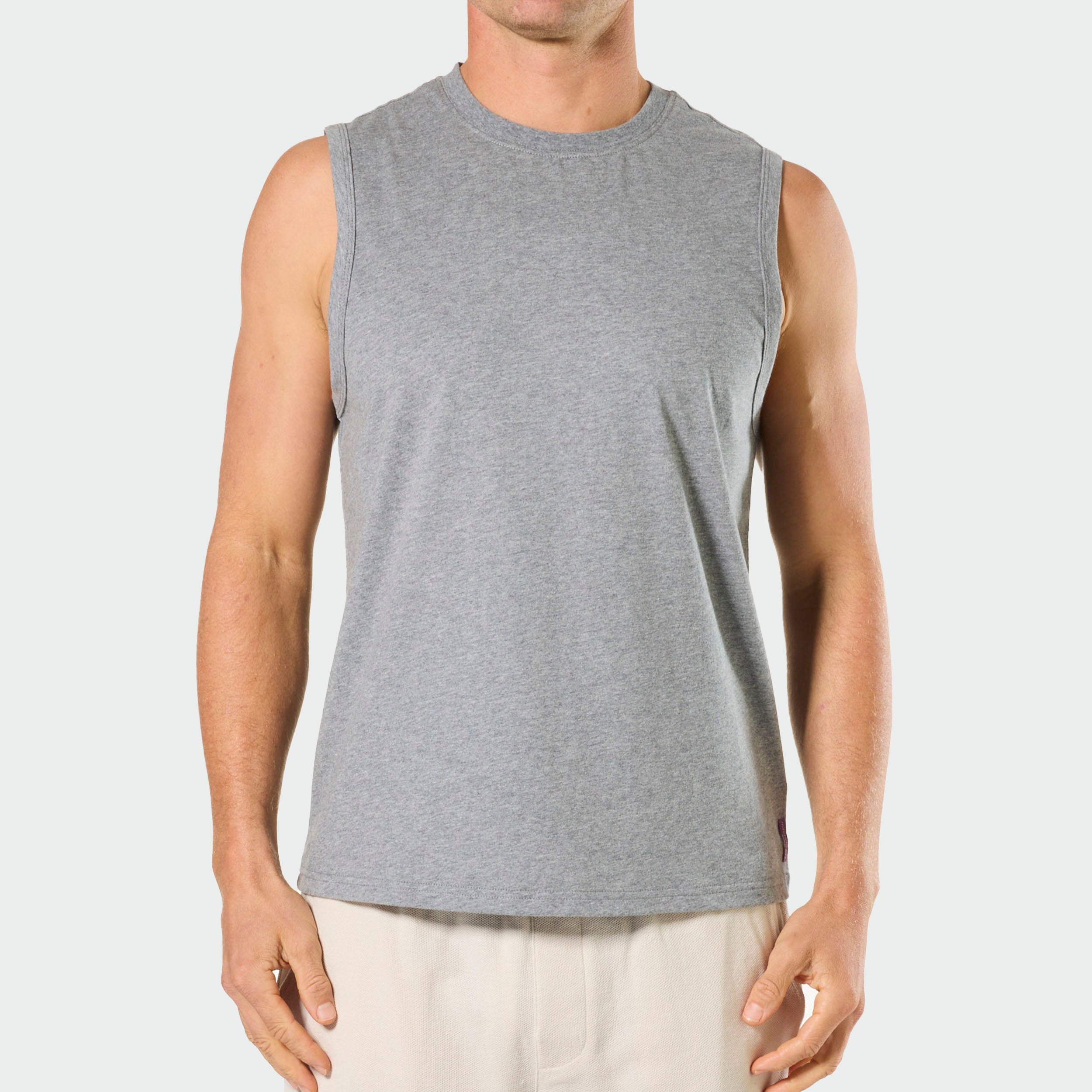 Mitchdowd Men's Relaxed Cotton Charcoal Muscle Tank Tee