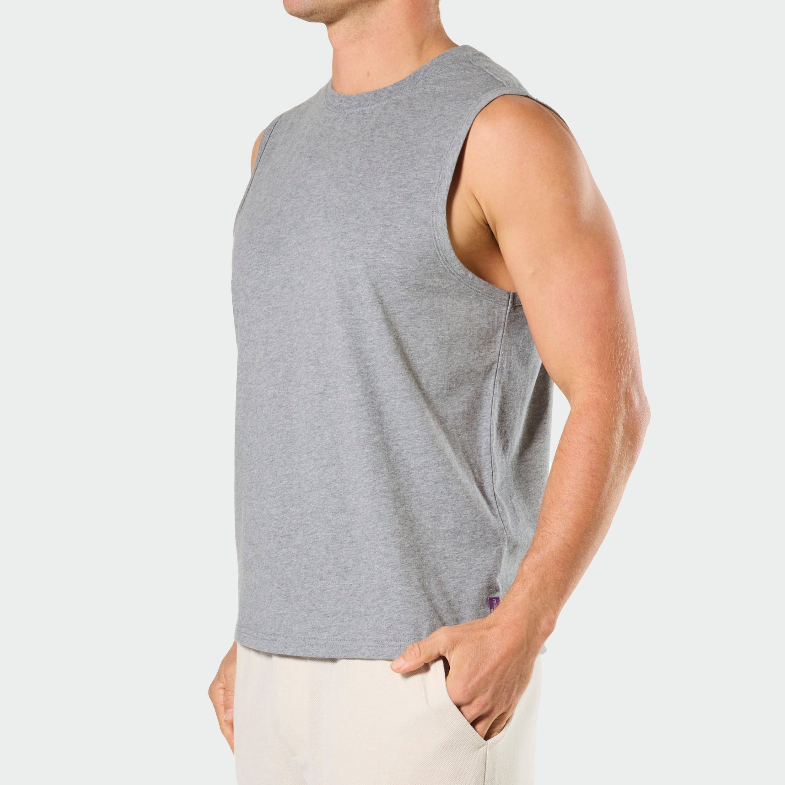 Mitchdowd Men's Relaxed Cotton Charcoal Muscle Tank Tee