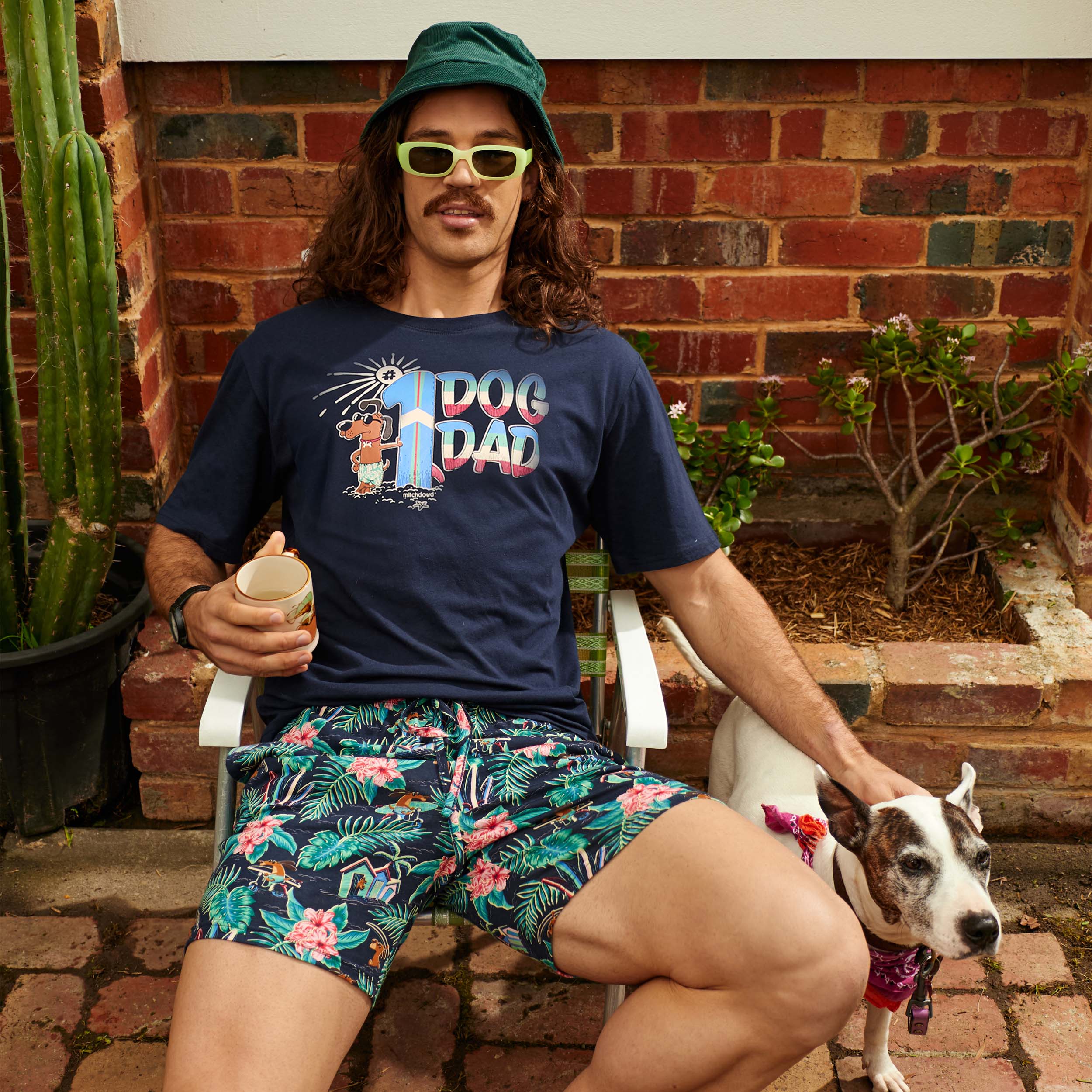 Mitchdowd Men’s Palm Pups Short Sleeve Pyjama Set