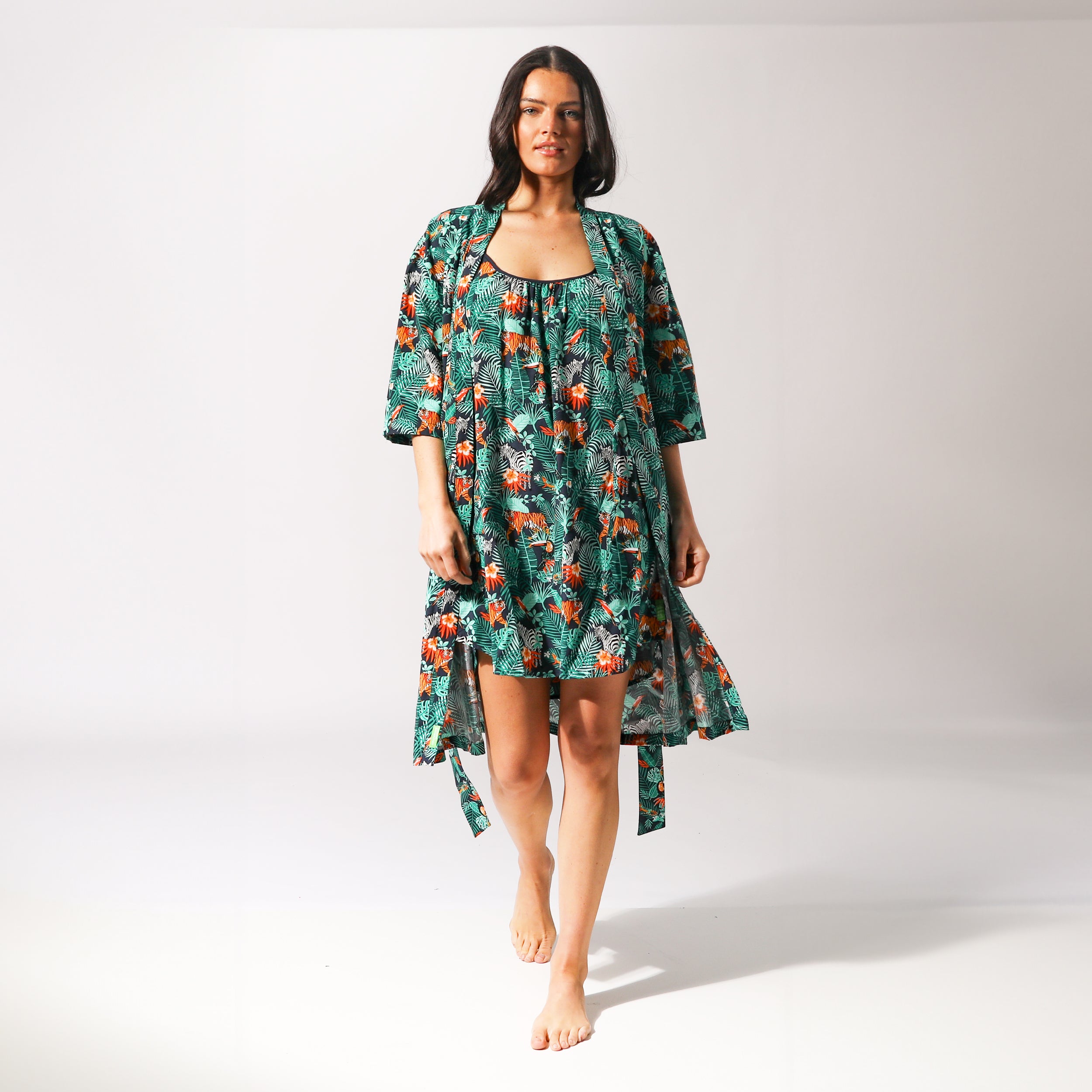 Women's Dark Jungle Woven Robe - Green - Image 6