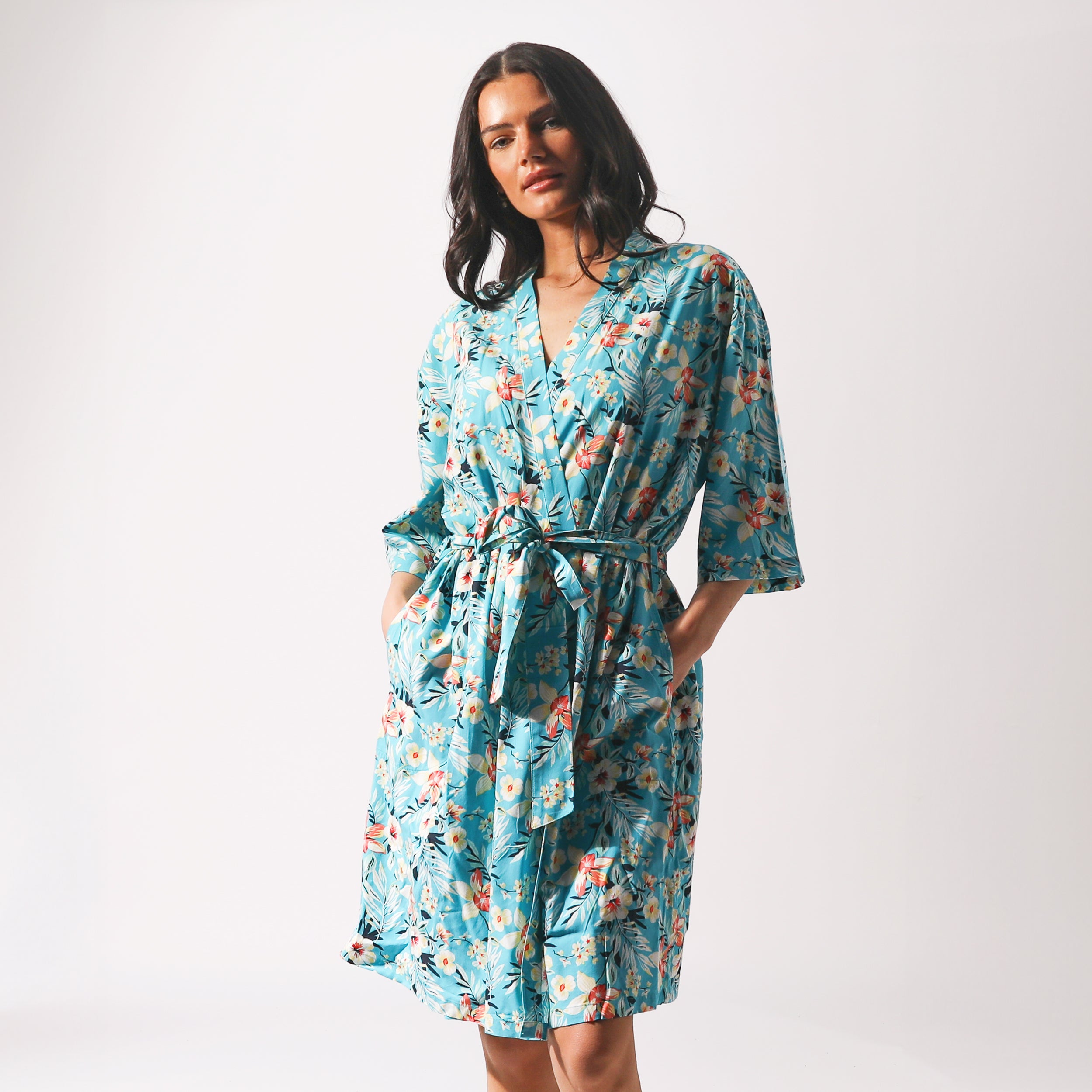 Women's Twilight Floral Woven Robe - Blue - Image 3