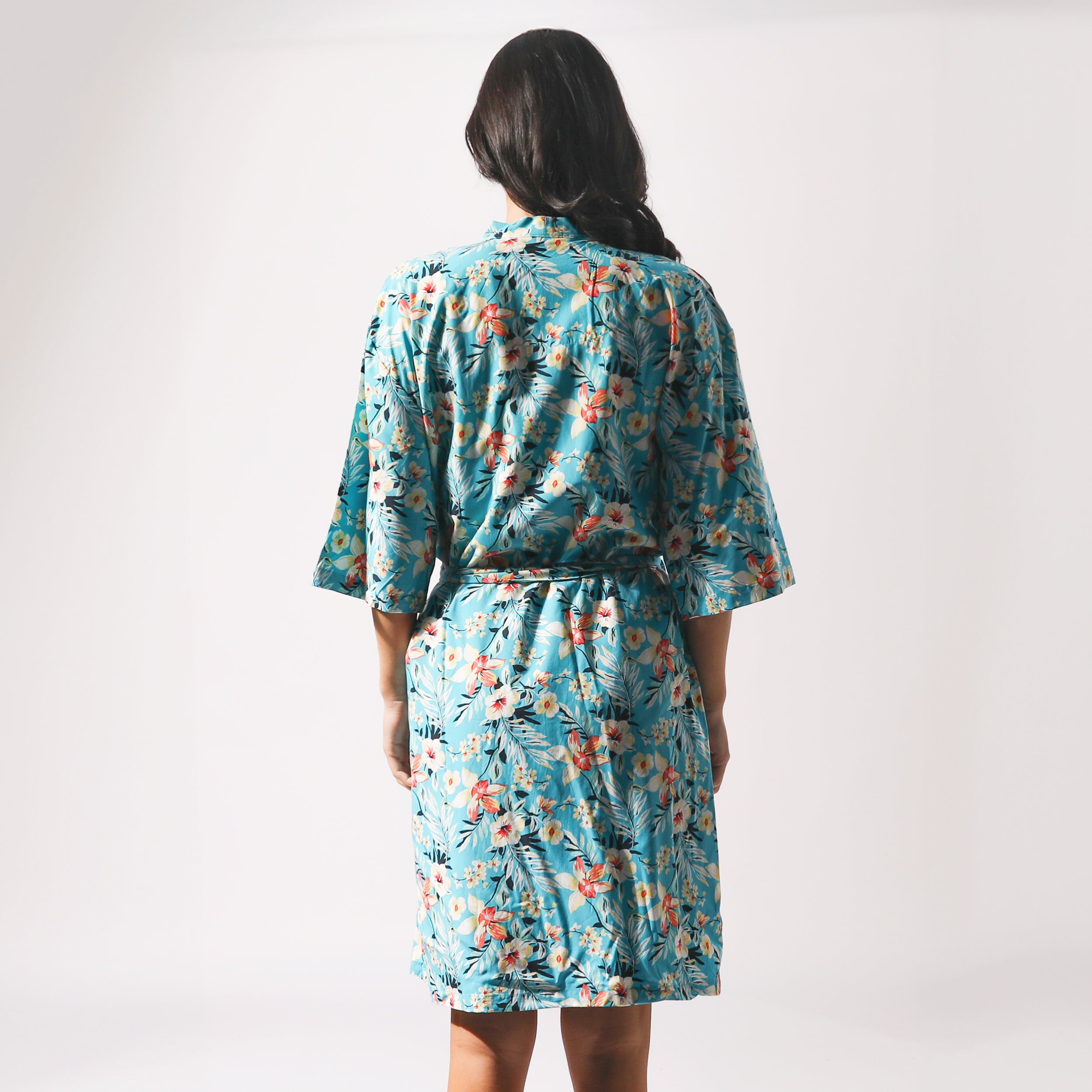 Women's Twilight Floral Woven Robe - Blue - Image 5