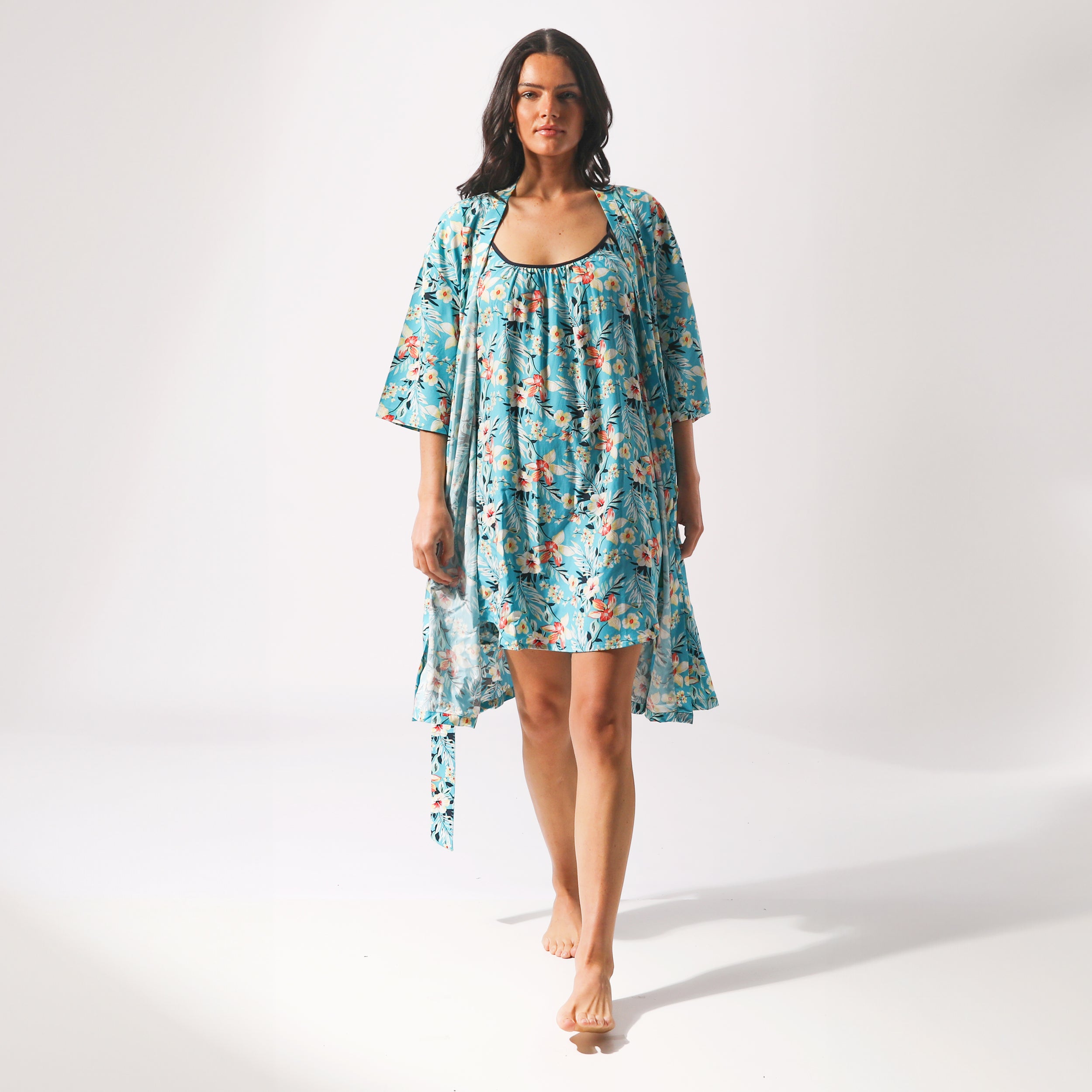 Women's Twilight Floral Woven Robe - Blue - Image 2