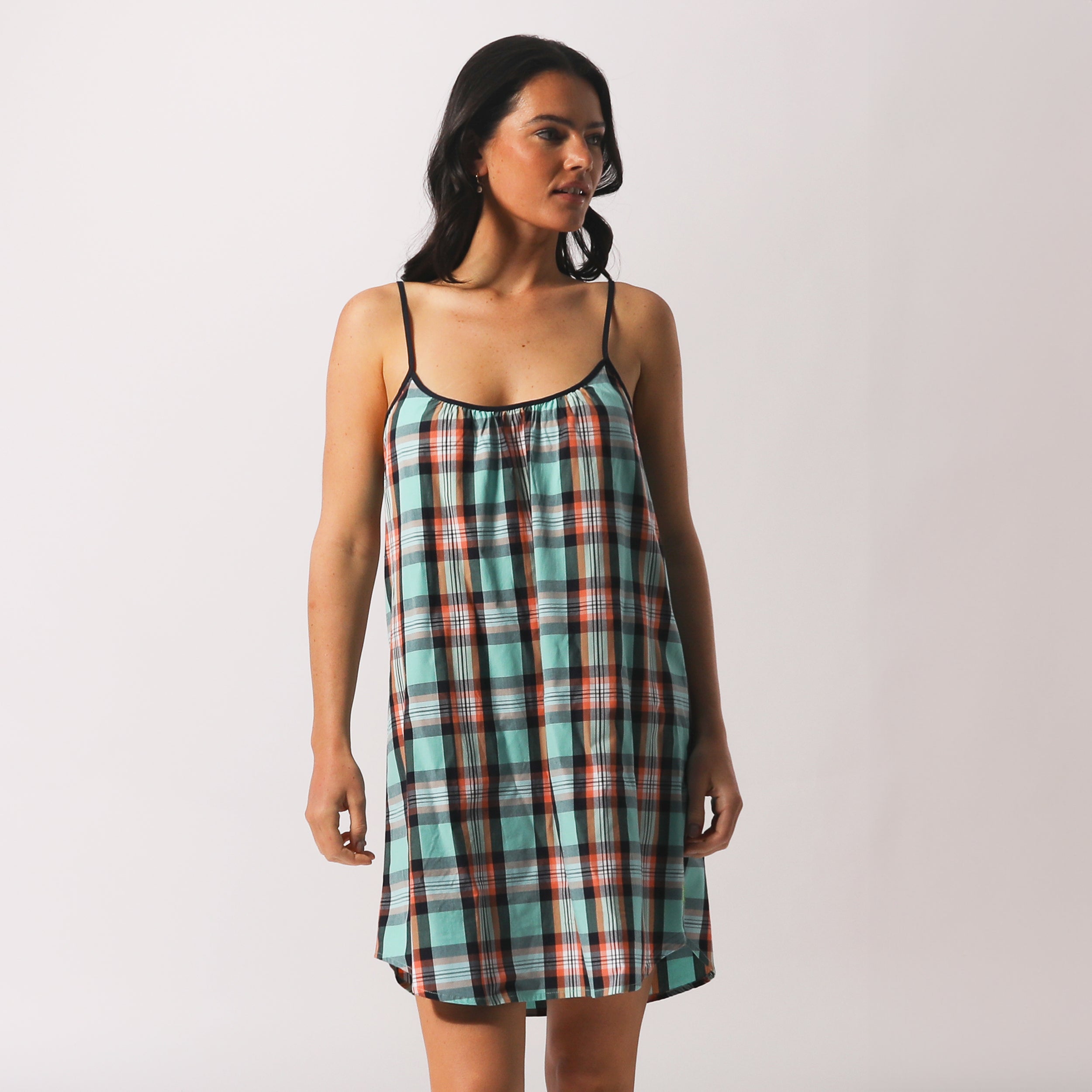 Women's Beachy Check Woven Chemise - Sky Blue - Image 2